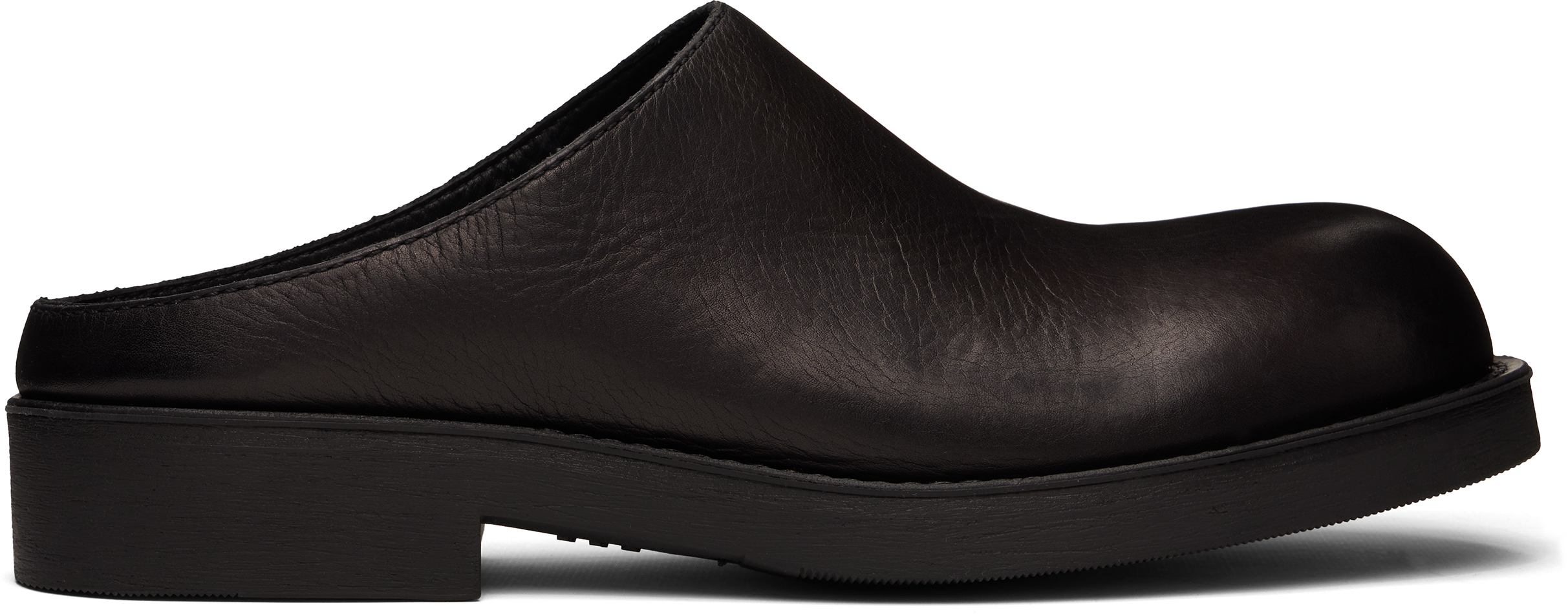 MM6 Maison Margiela: ブラック Biker レザー ミュール スリッポン