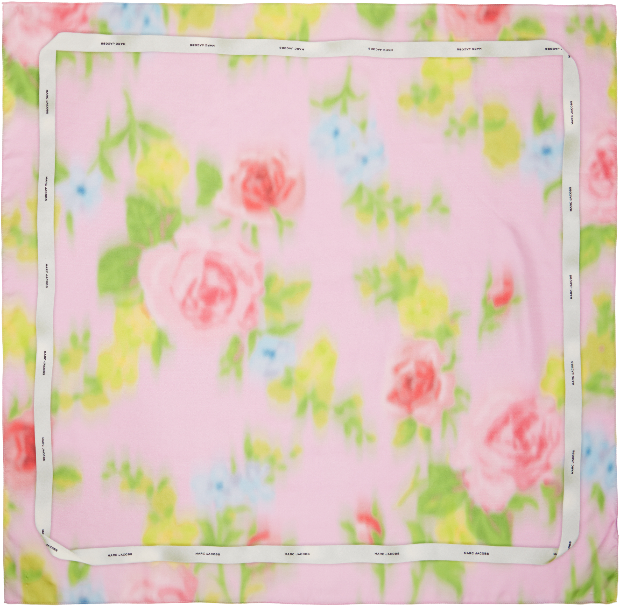 Pink Blurred Floral Silk Scarf