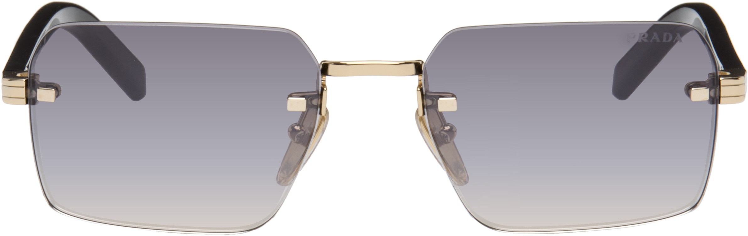 Prada Eyewear: Black Rimless Sunglasses | SSENSE