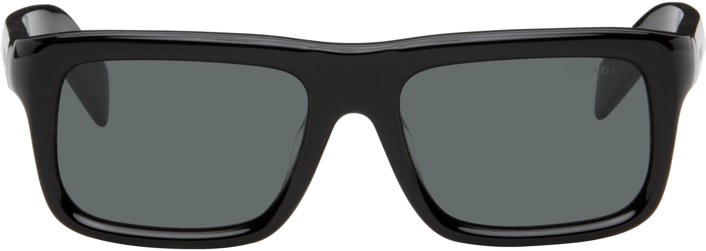 PRADA ブラックスクエアサングラス Prada Eyewear: ブラック スクエアサングラス | SSENSE 日本