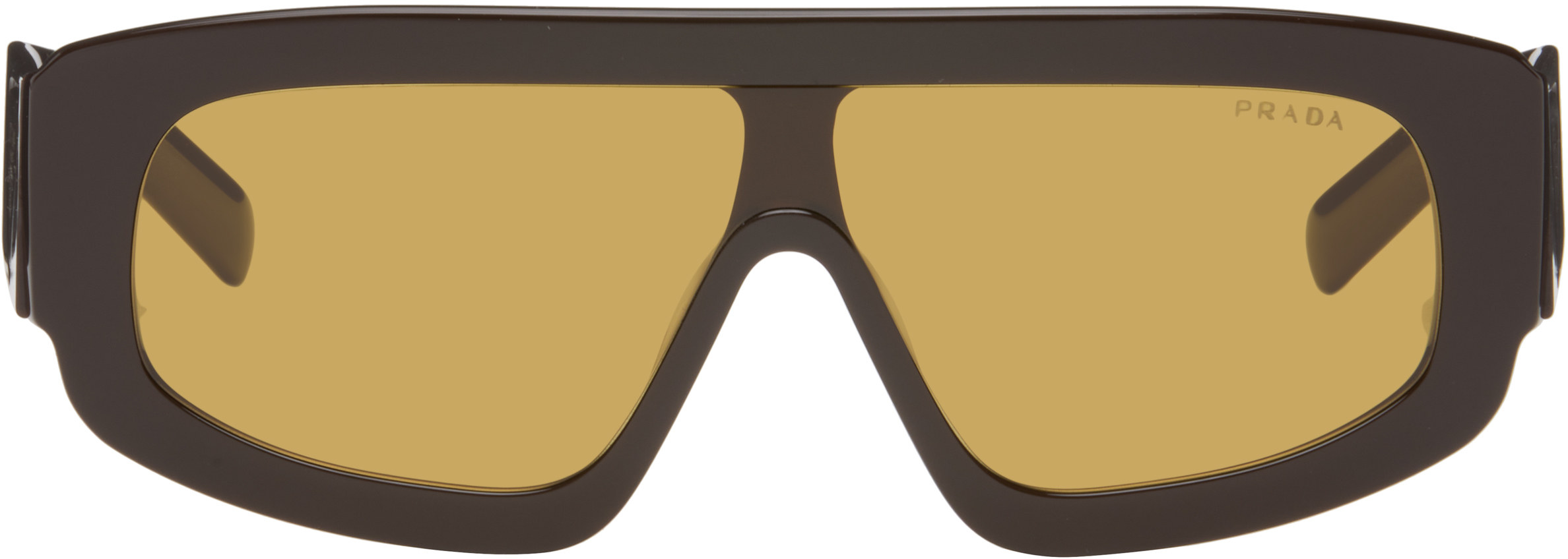 Prada Eyewear: ブラウン シールドサングラス | SSENSE 日本