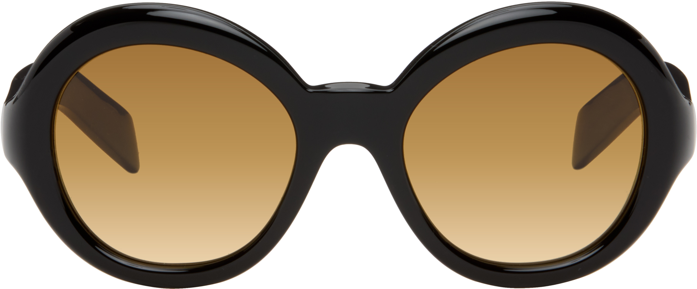 PRADA ブラックラウンド型サングラス ケース付き Prada Eyewear: ブラック ラウンドサングラス | SSENSE 日本
