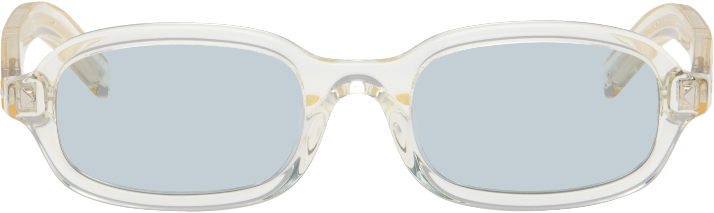 Prada Eyewear: トランスペアレント Iconic Metal Plaque サングラス 
