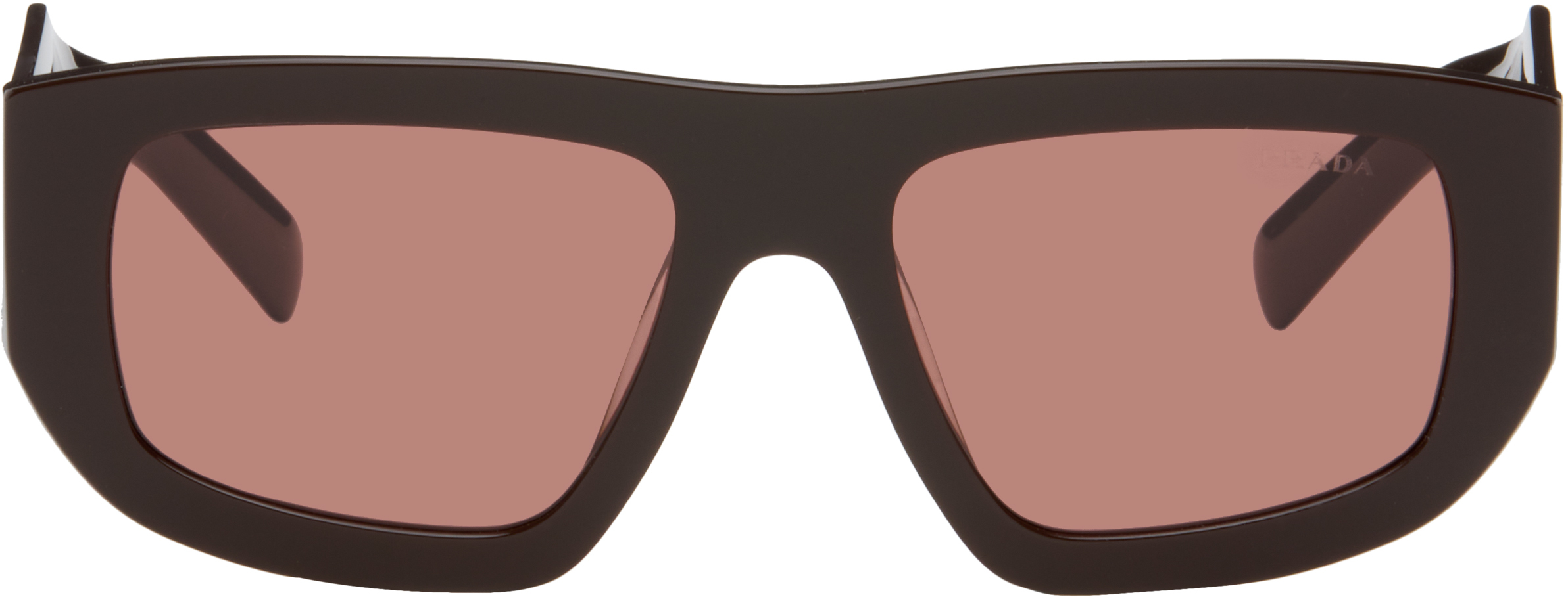 Prada Eyewear: ブラウン トライアングルロゴ サングラス | SSENSE 日本