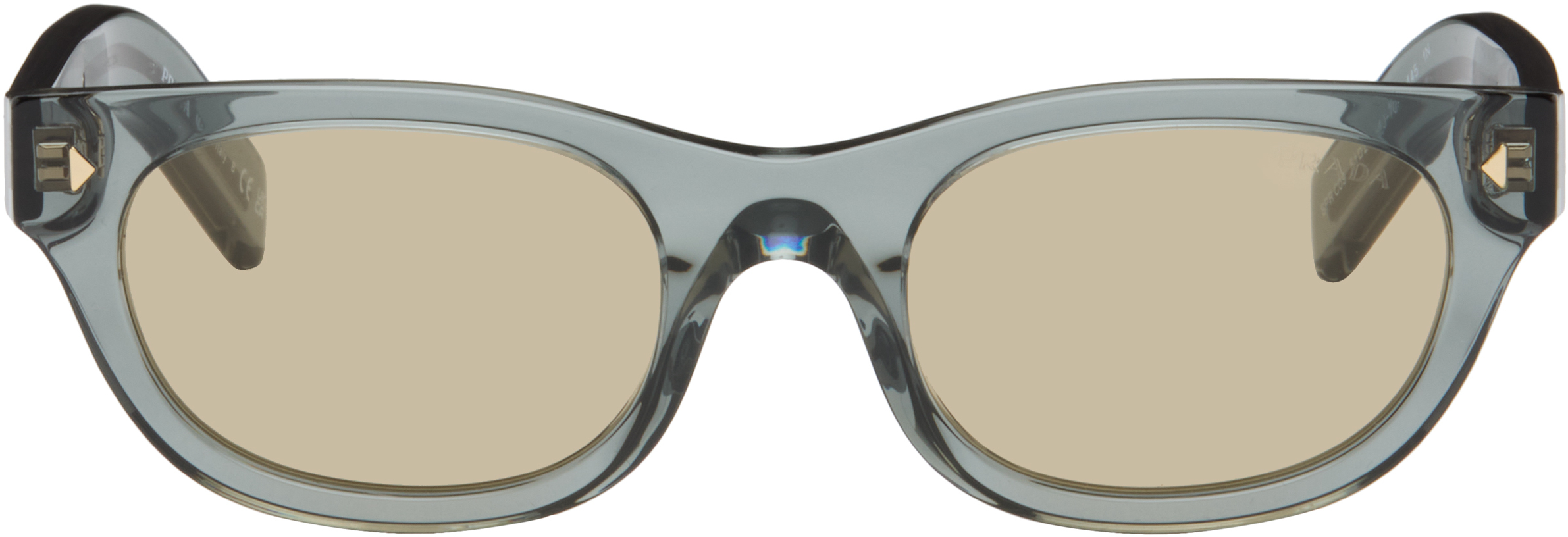 Prada Eyewear: ブルー ラウンドサングラス | SSENSE 日本