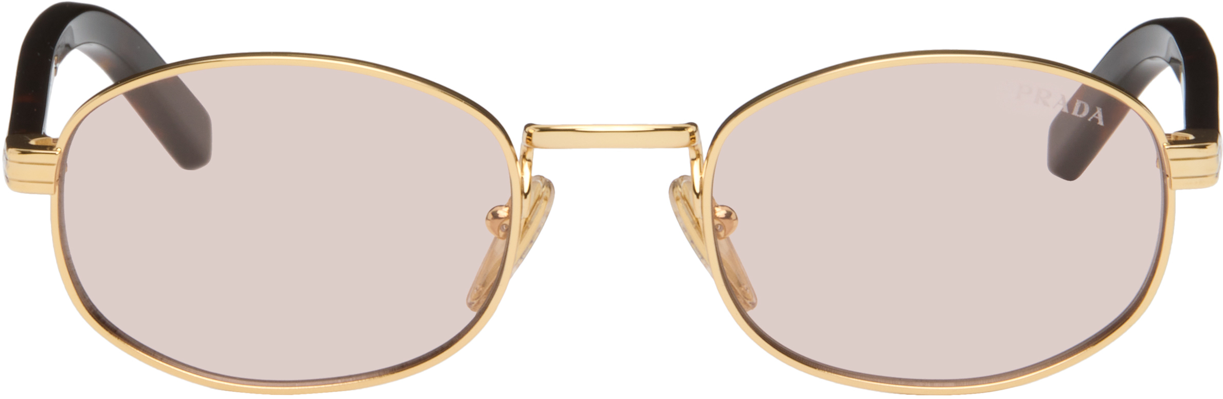 Prada Eyewear: ゴールド ラウンドサングラス | SSENSE 日本