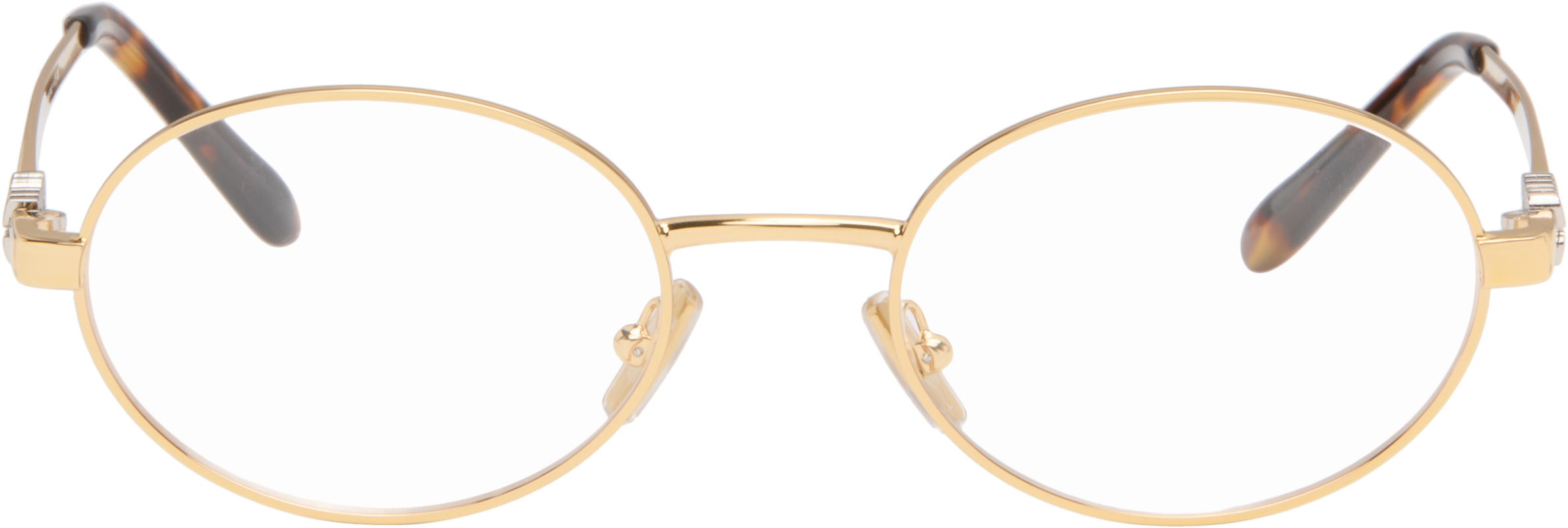 Miu Miu Eyewear: Gold Oval Glasses | SSENSE