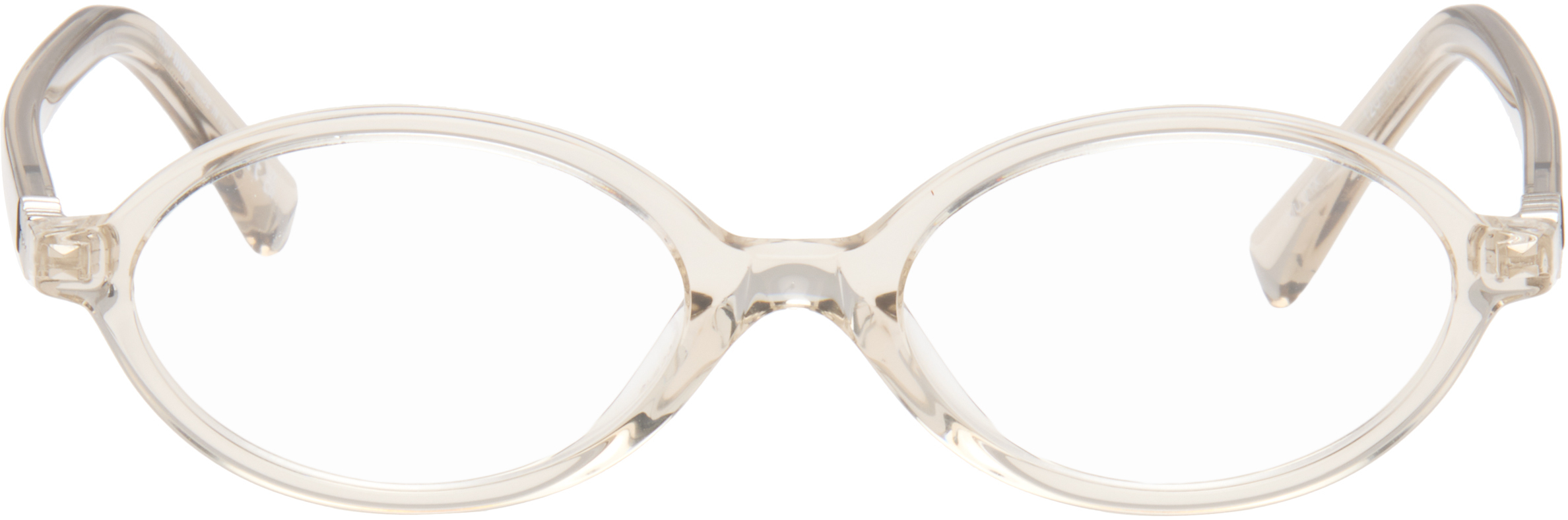 Miu Miu Eyewear: トランスペアレント Miu Regard メガネ | SSENSE 日本