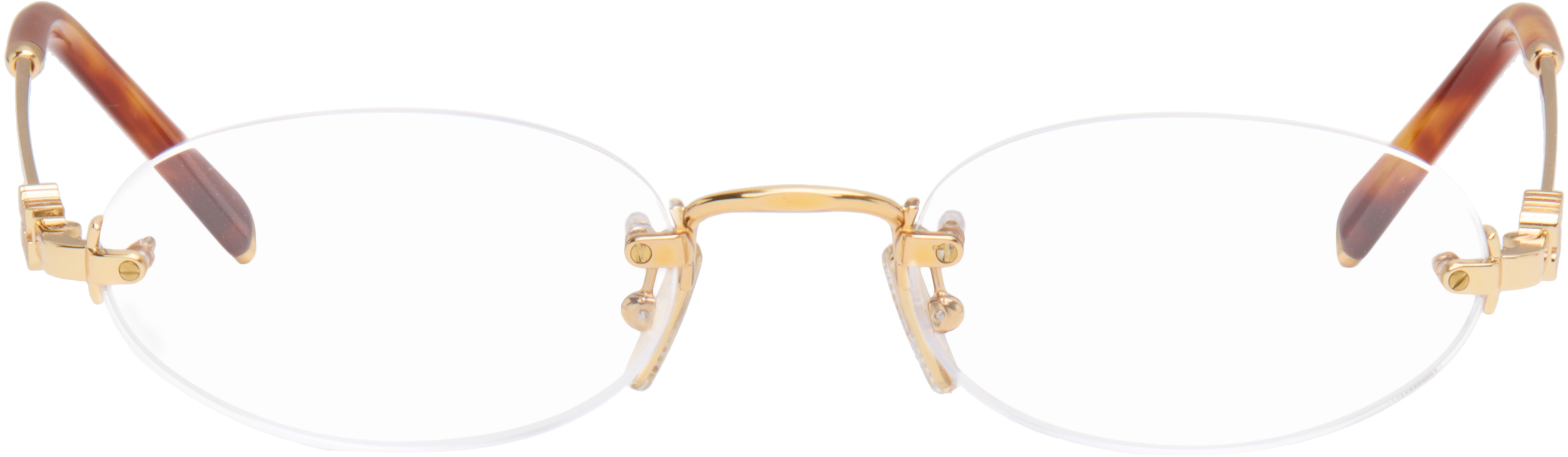 Miu Miu Eyewear: ゴールド リムレスレンズ メガネ | SSENSE 日本