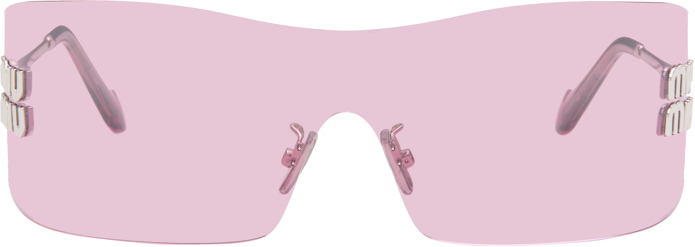 Miu Miu Eyewear: Pink Aube Sunglasses | SSENSE display picture 1