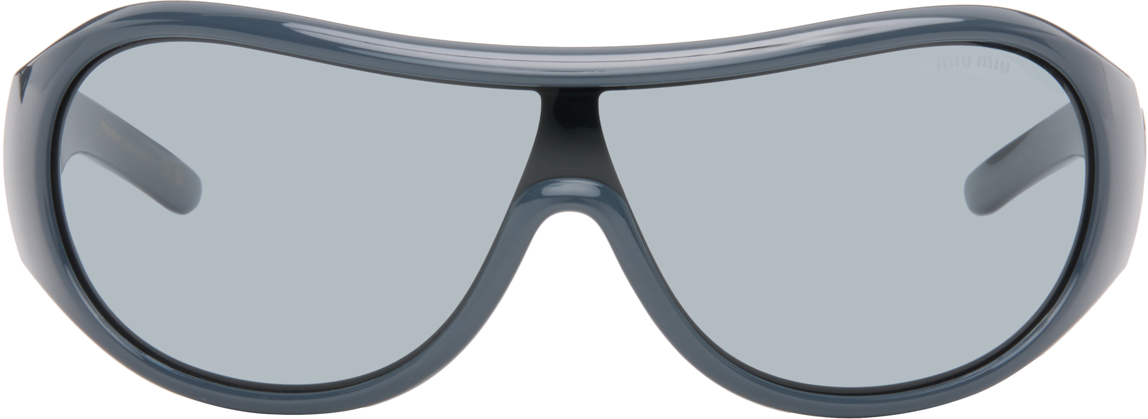 Miu Miu Eyewear: Blue 'Archive 2005' Sunglasses | SSENSE