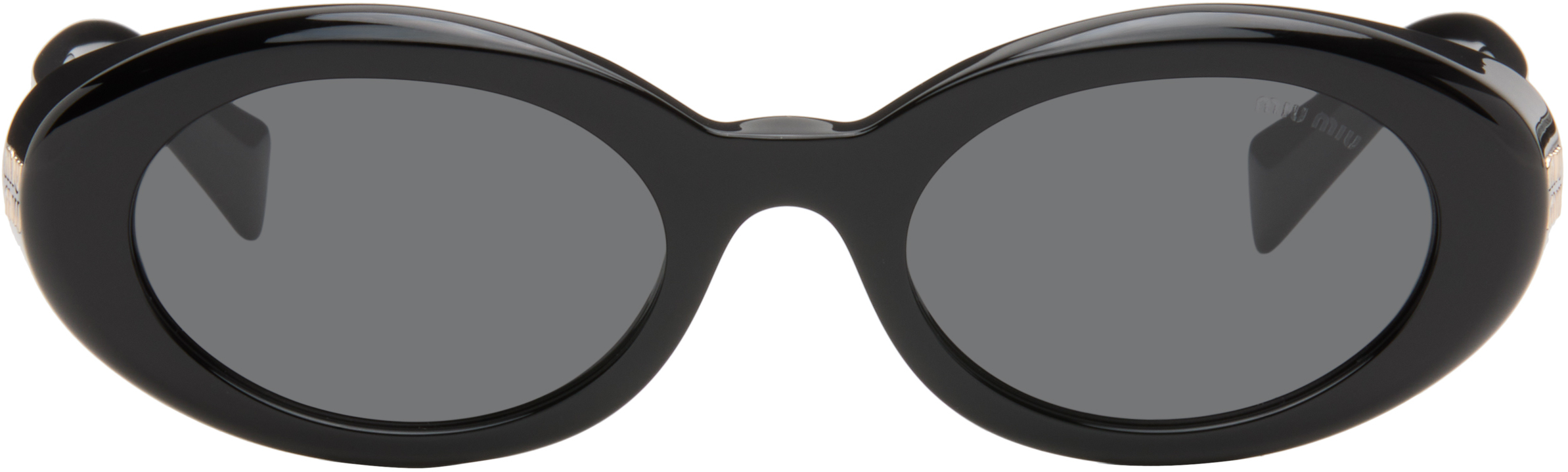 Miu Miu Eyewear: ブラック オーバルサングラス | SSENSE 日本