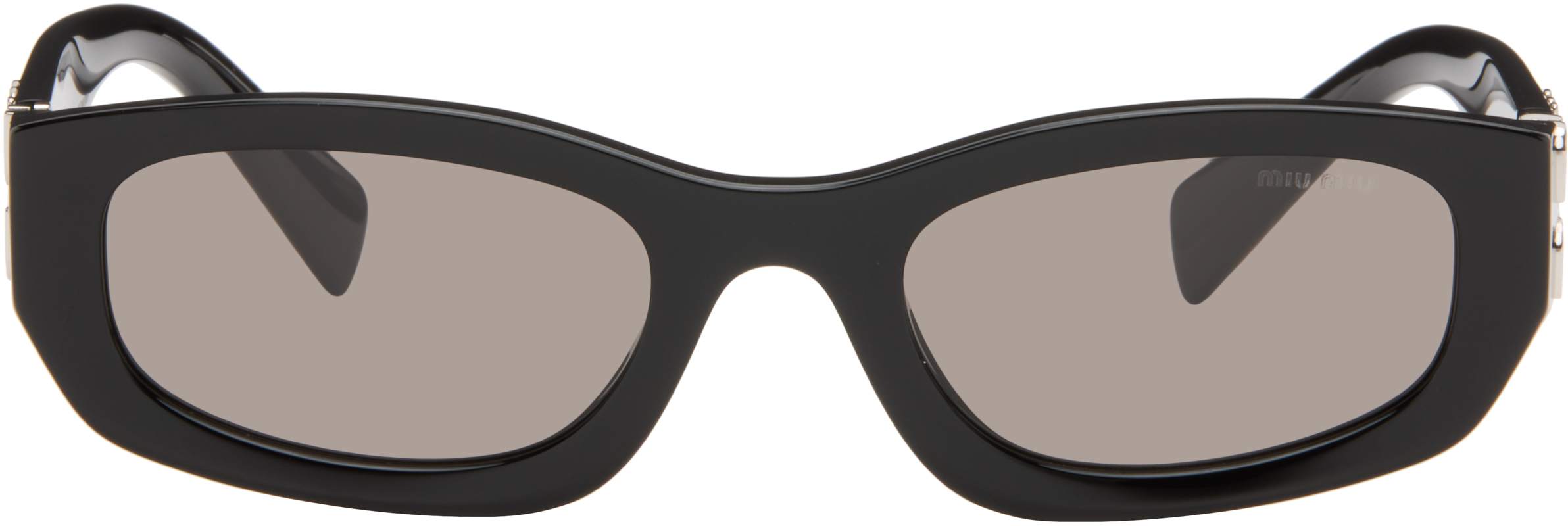 Tsukimiru【MIU MIU】Glimpse サングラス BLACK Miu Miu Eyewear: Black Miu Glimpse Sunglasses | SSENSE
