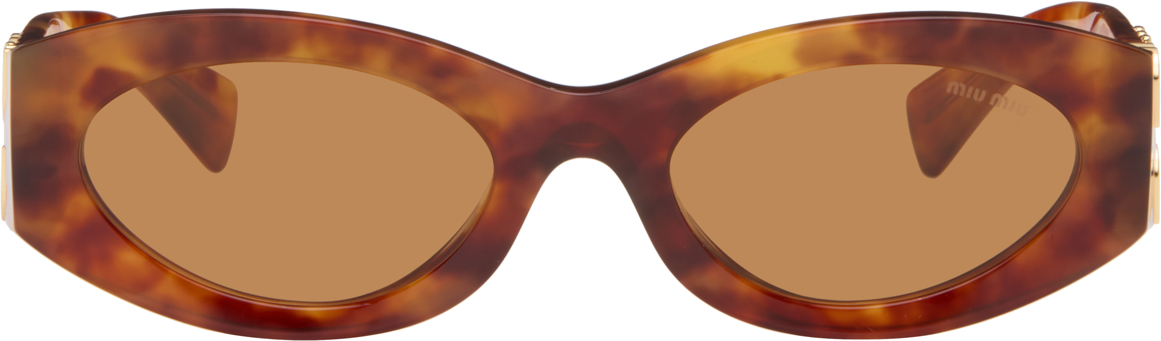 Miu Miu Eyewear: ブラウン 'Miu Glimpse' サングラス | SSENSE 日本