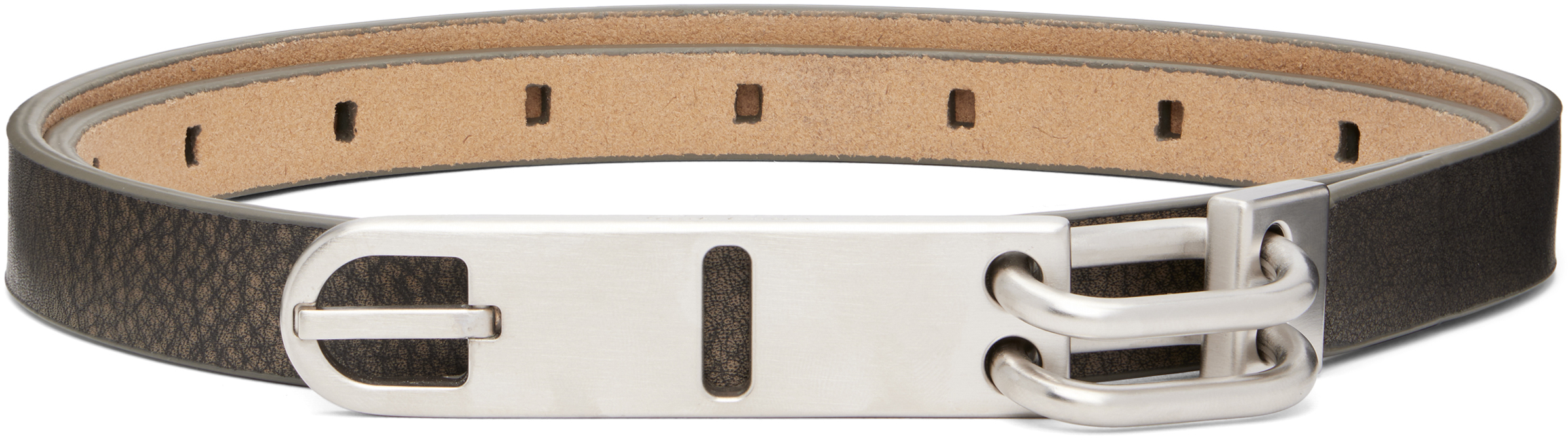 Rick Owens: Gray Tower Tongue Belt | SSENSE