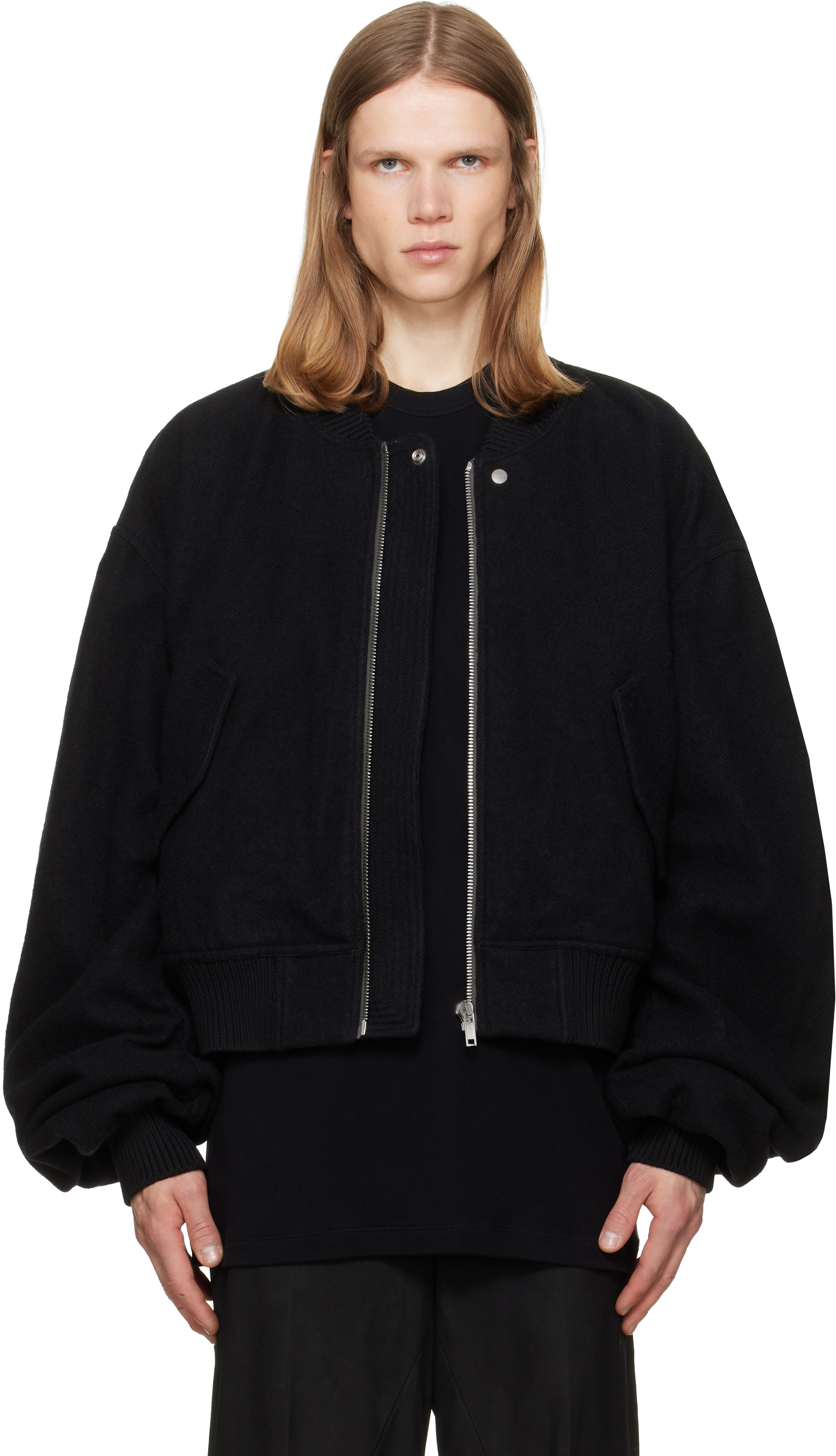 Rick Owens: Black Tower Secchia Flight Bomber Jacket | SSENSE