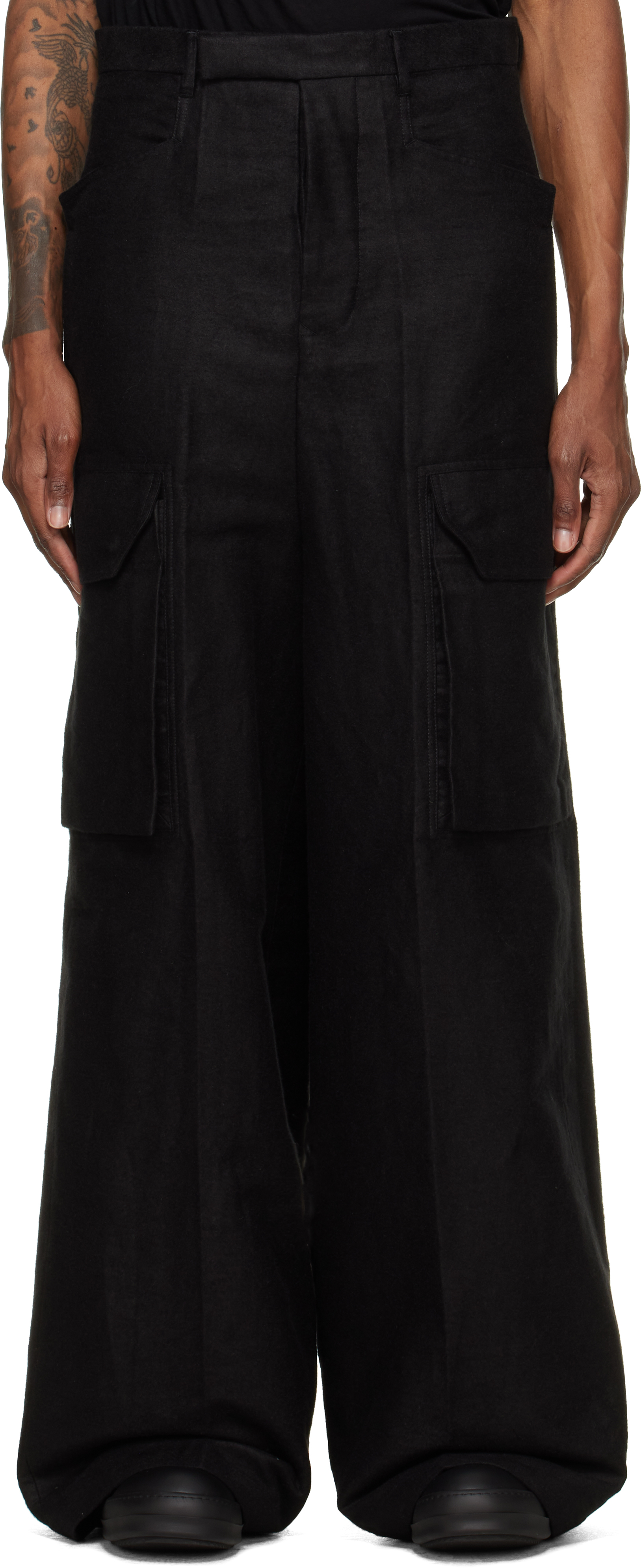 大佛　Rick owens cargo mastodon Black Rick Owens: Black Tower Mastodon Firbanks Cargo Pants | SSENSE