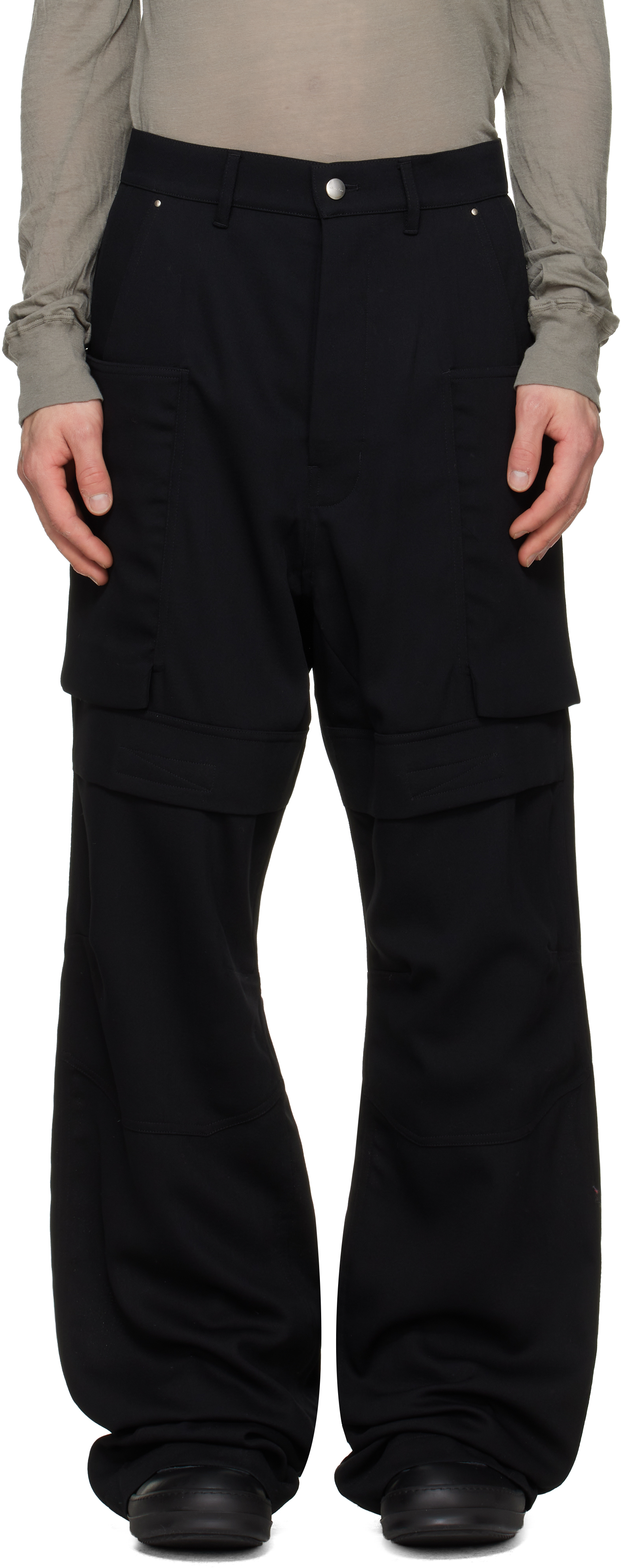 Rick Owens: Black Tower Stefan Cargo Pants | SSENSE