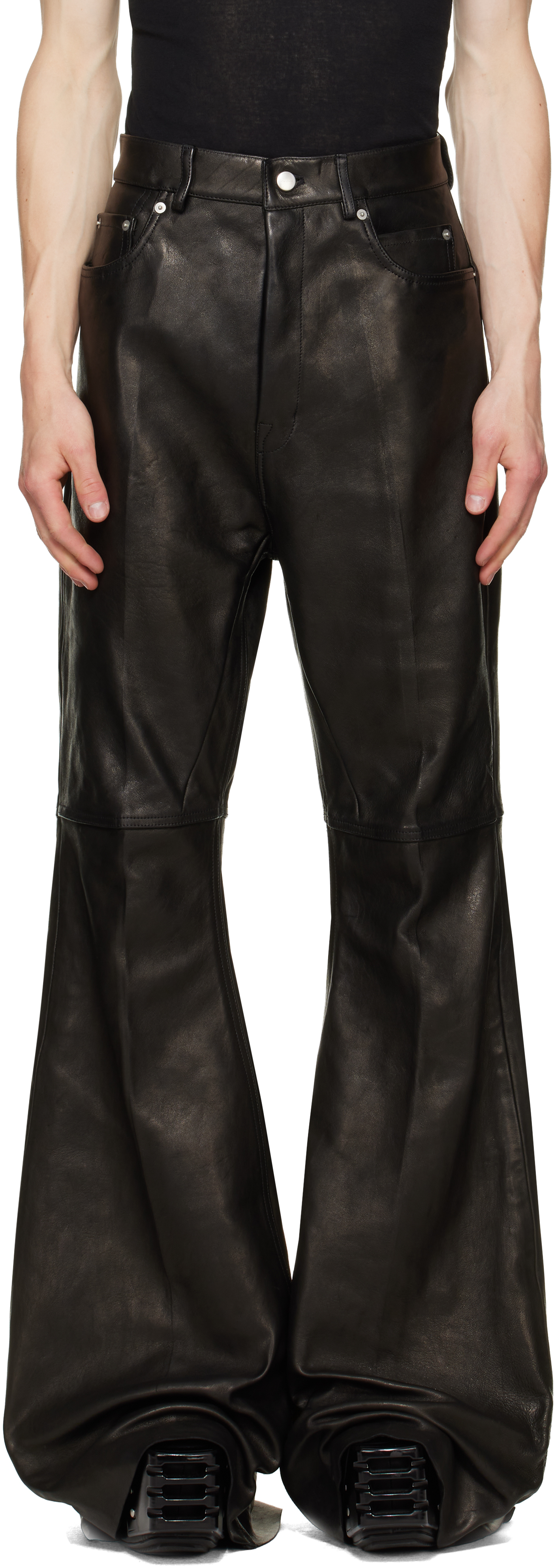 パンツ Rick Owens Bolan Bootcut 28 Rick Owens: Black Tower Bolan Bootcut Leather Pants | SSENSE Canada
