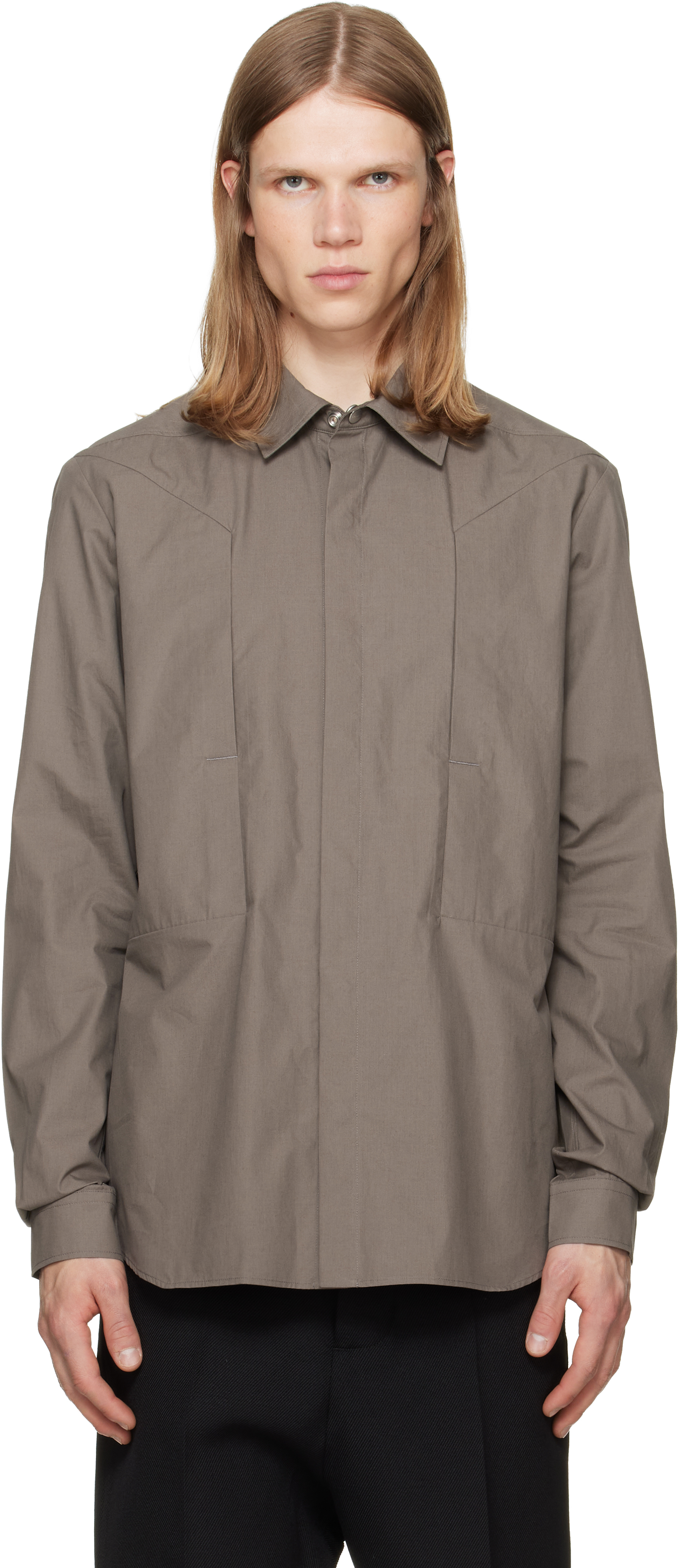 トップス Rick Owens 22ss FOGPOCKET OUTERSHIRT 48 Rick Owens: Gray Tower Fogpocket Overshirt | SSENSE Canada