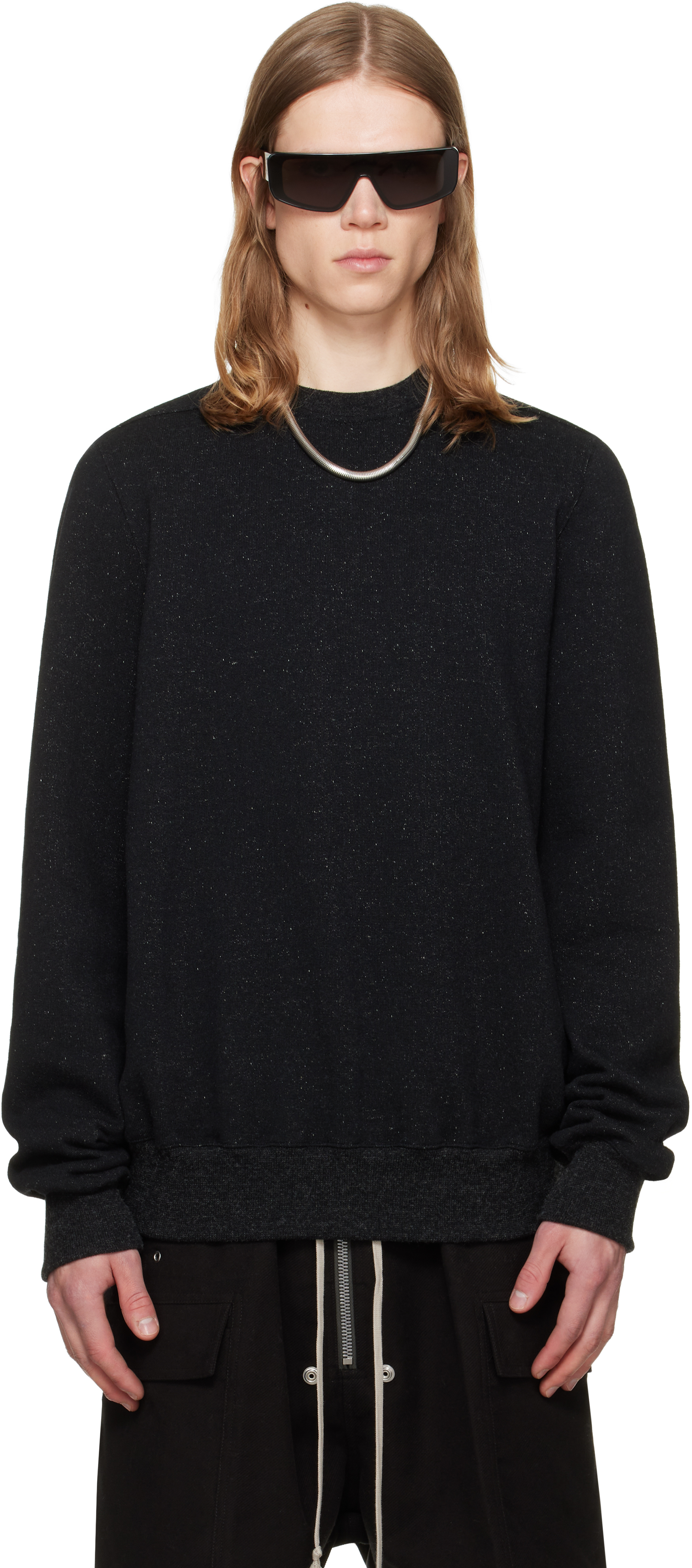 Rick Owens: Black Tower Crewneck Sweatshirt | SSENSE Canada