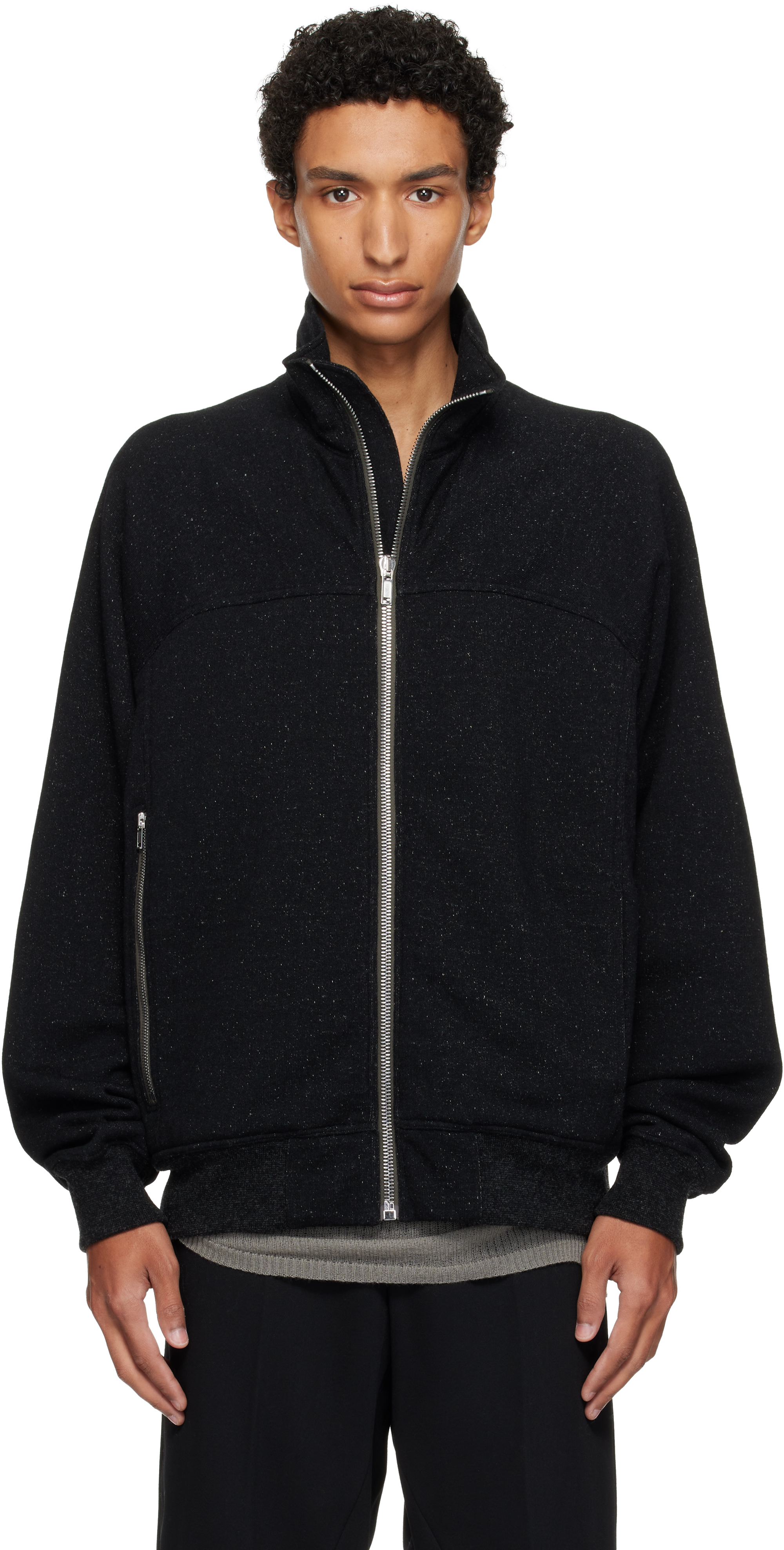Rick Owens: Black Tower Zipfront Jogger Track Jacket | SSENSE Canada