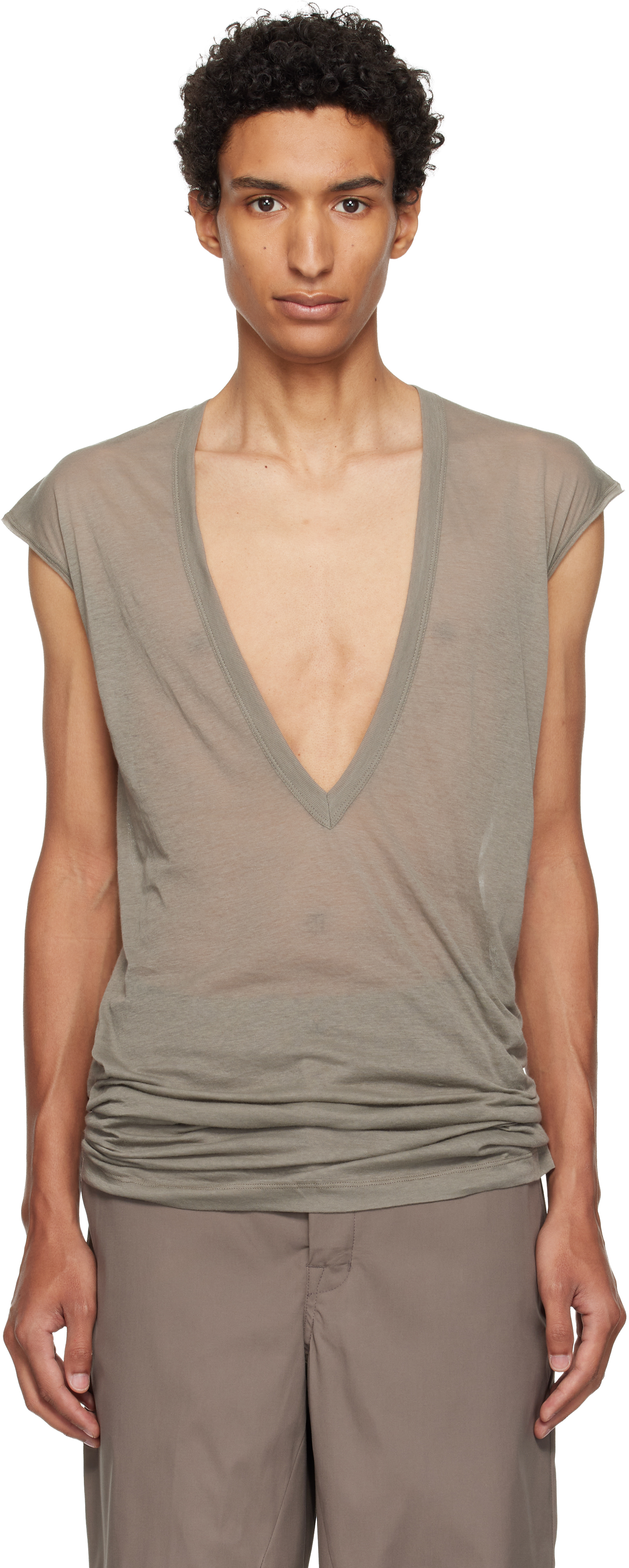 Rick Owens: トープ Tower Dylan Tシャツ | SSENSE 日本
