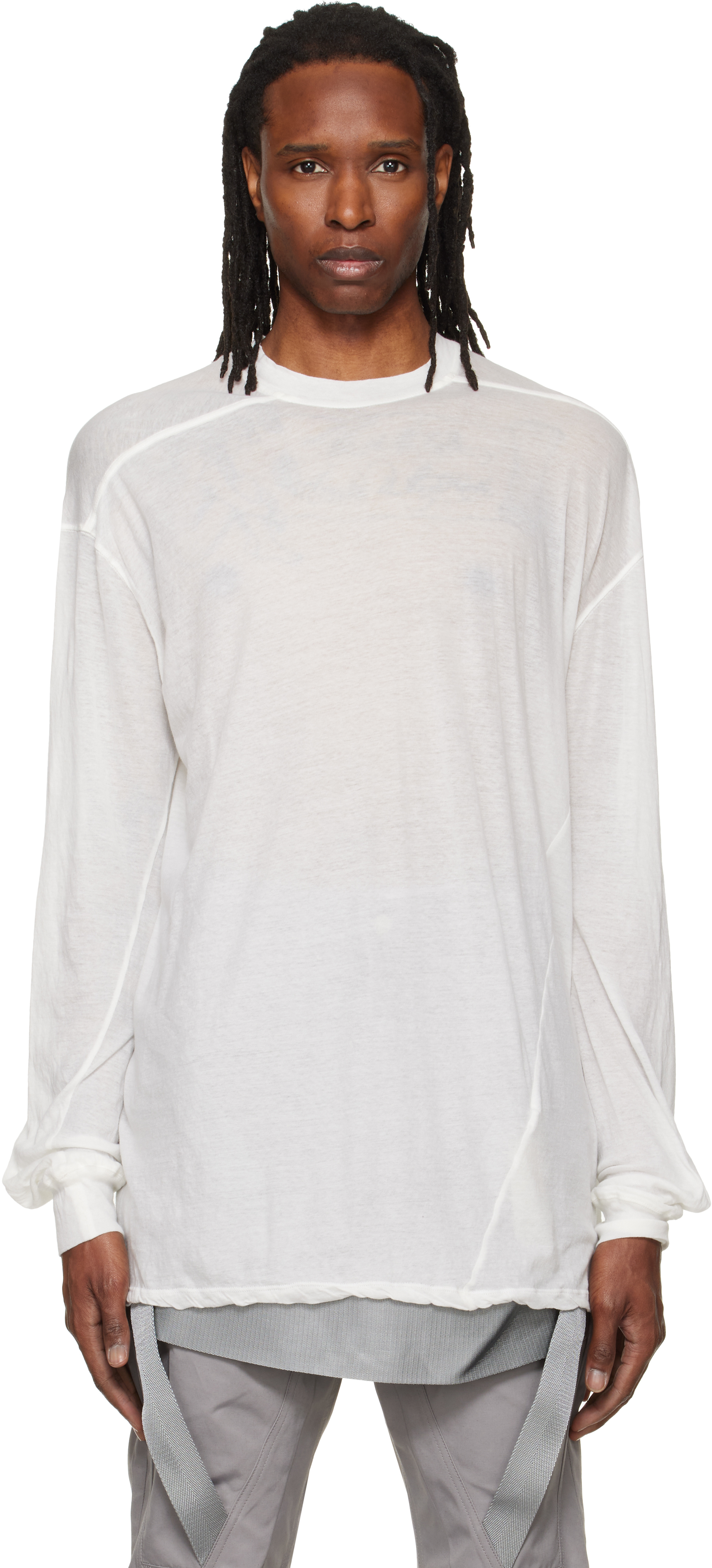 Rick Owens: オフホワイト Tower Rick S Jumbo LS Tシャツ | SSENSE 日本