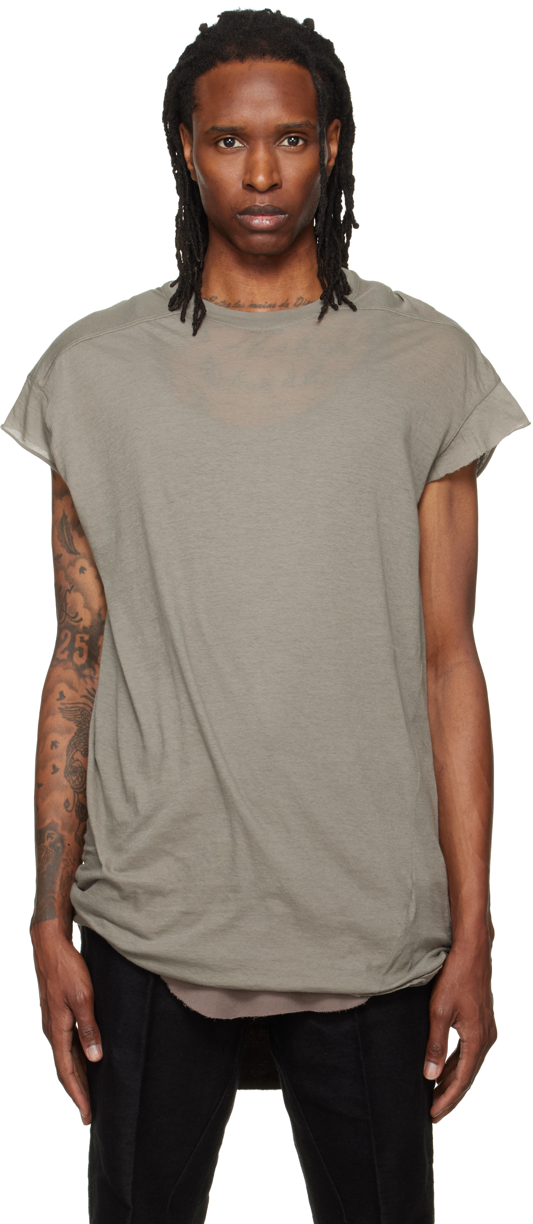 Rick Owens: グレー Tower Rick S Jumbo S/S Tシャツ | SSENSE 日本