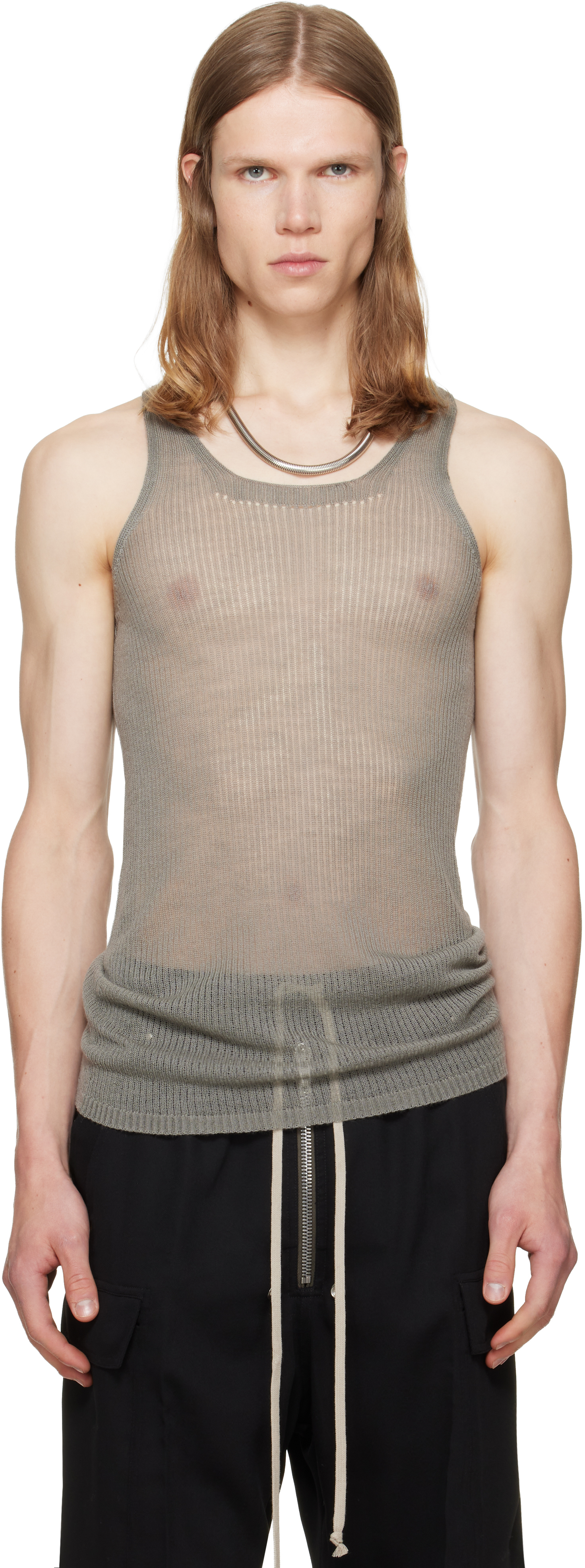 Rick Owens: Taupe Tower Pony Tank Top | SSENSE