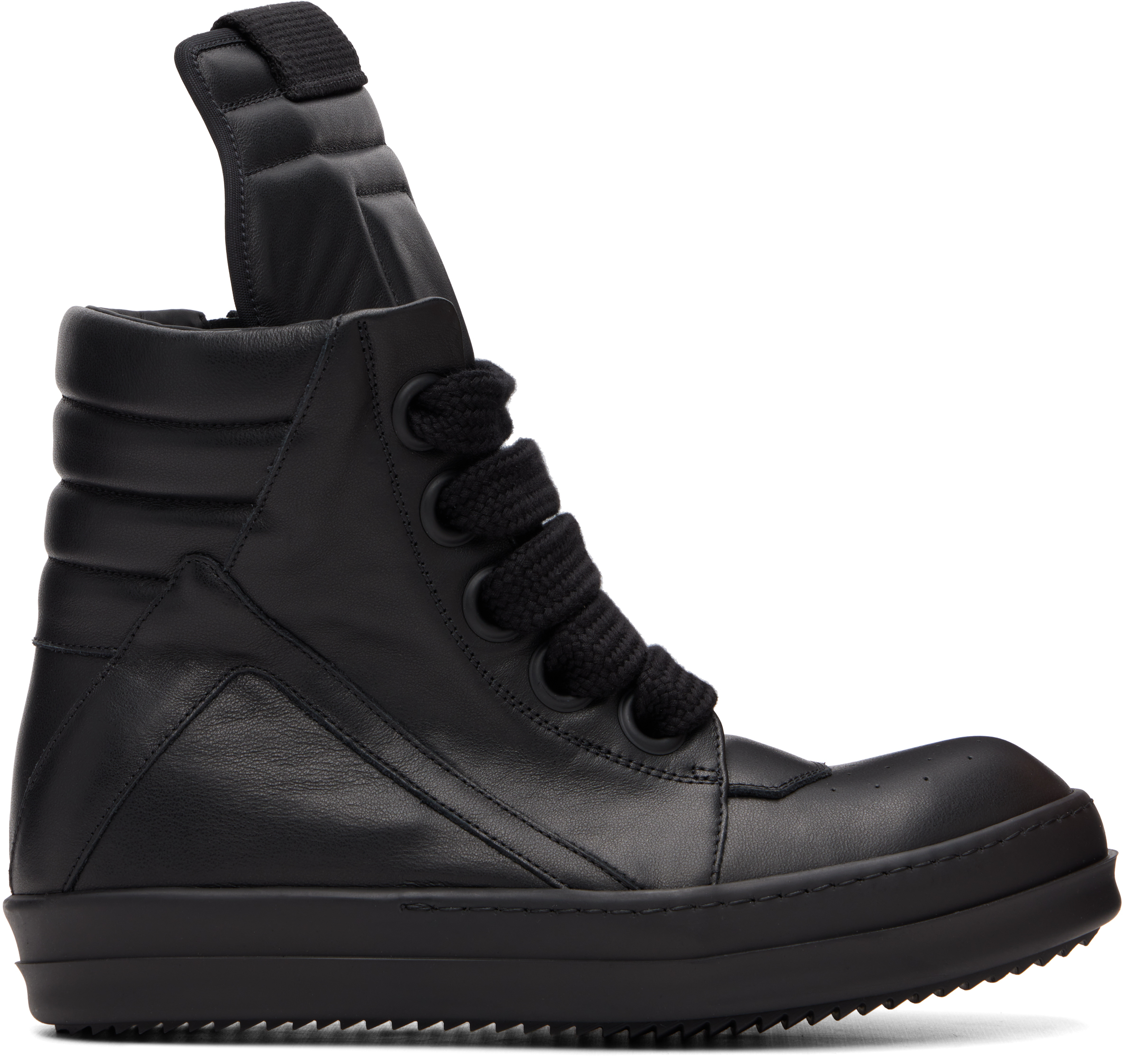 Rick Owens: Black Tower Jumbolace Geobasket Sneakers | SSENSE Canada