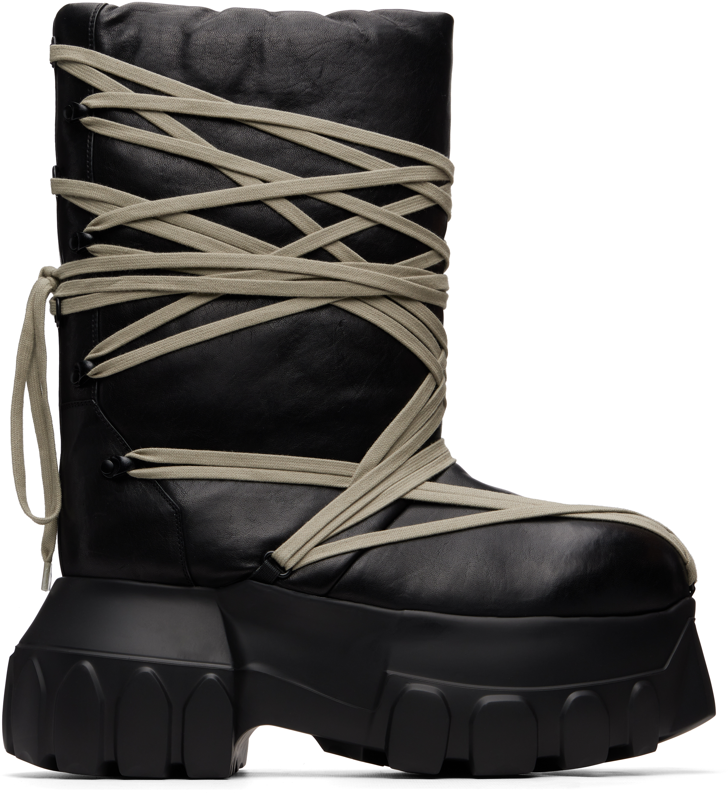 Rick Owens: ブラック Tower Megalace Tractor ブーツ | SSENSE 日本