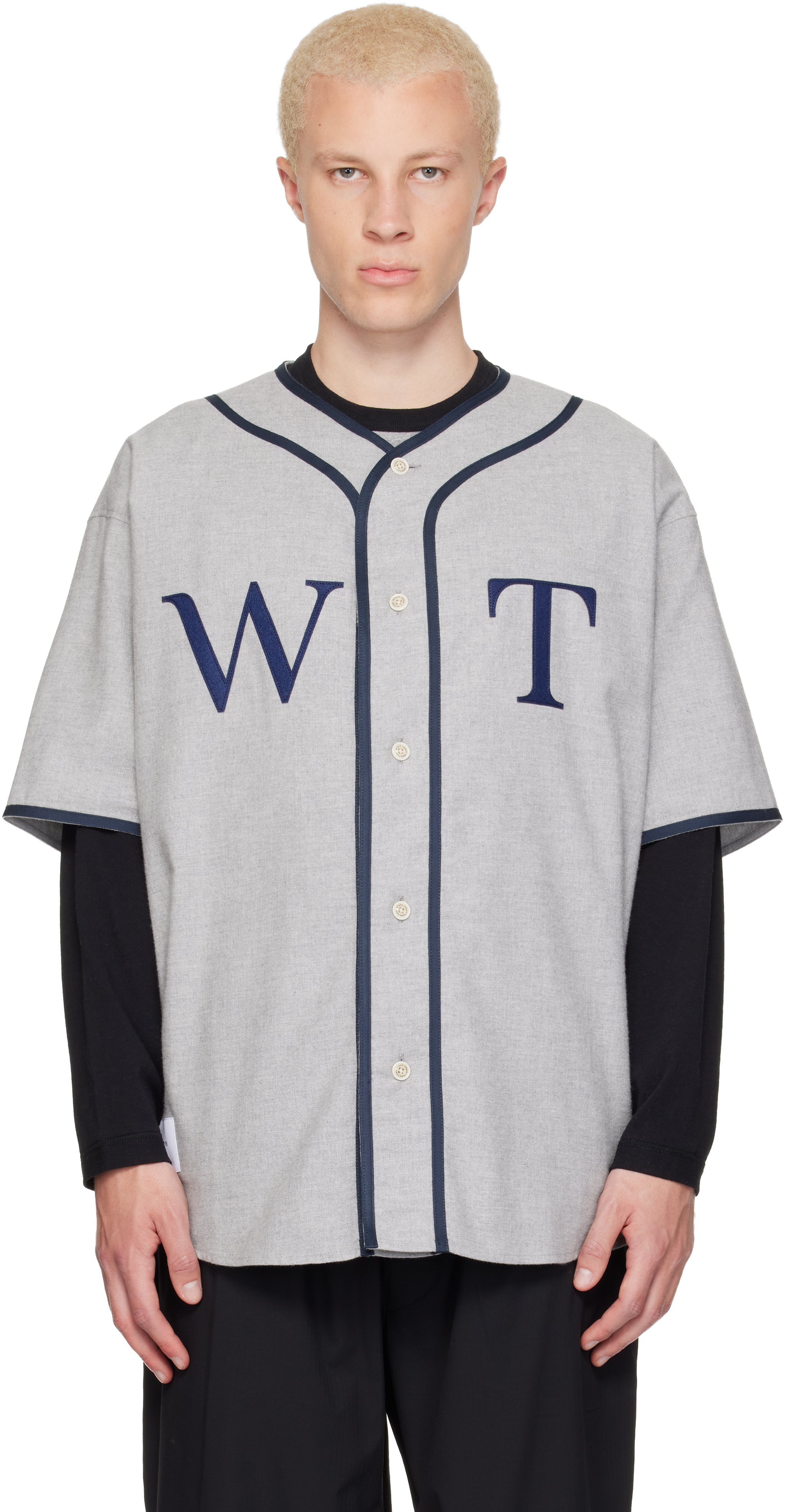WTAPS: Gray League S/S Cotton Twill Shirt | SSENSE