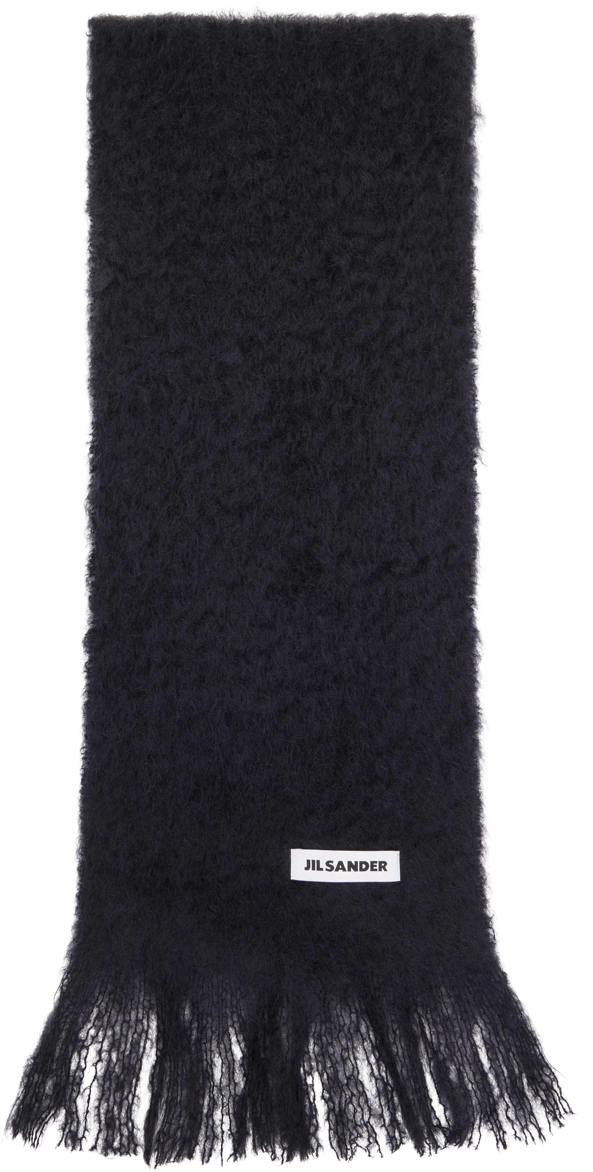 Jil Sander: Black Plain Mohair Wool Scarf | SSENSE Canada