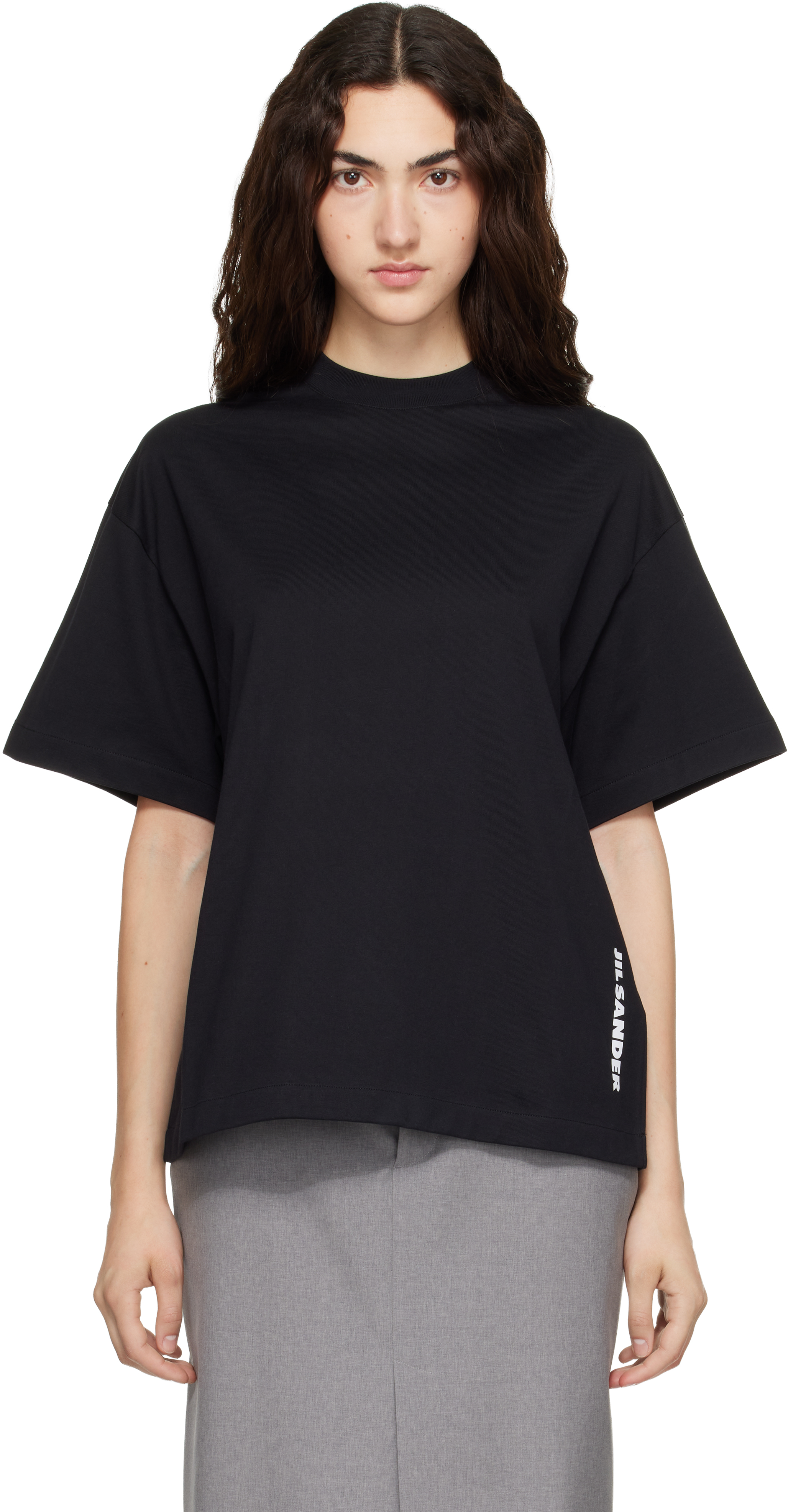 Jil Sander: Black Cotton Crew-Neck T-shirt | SSENSE