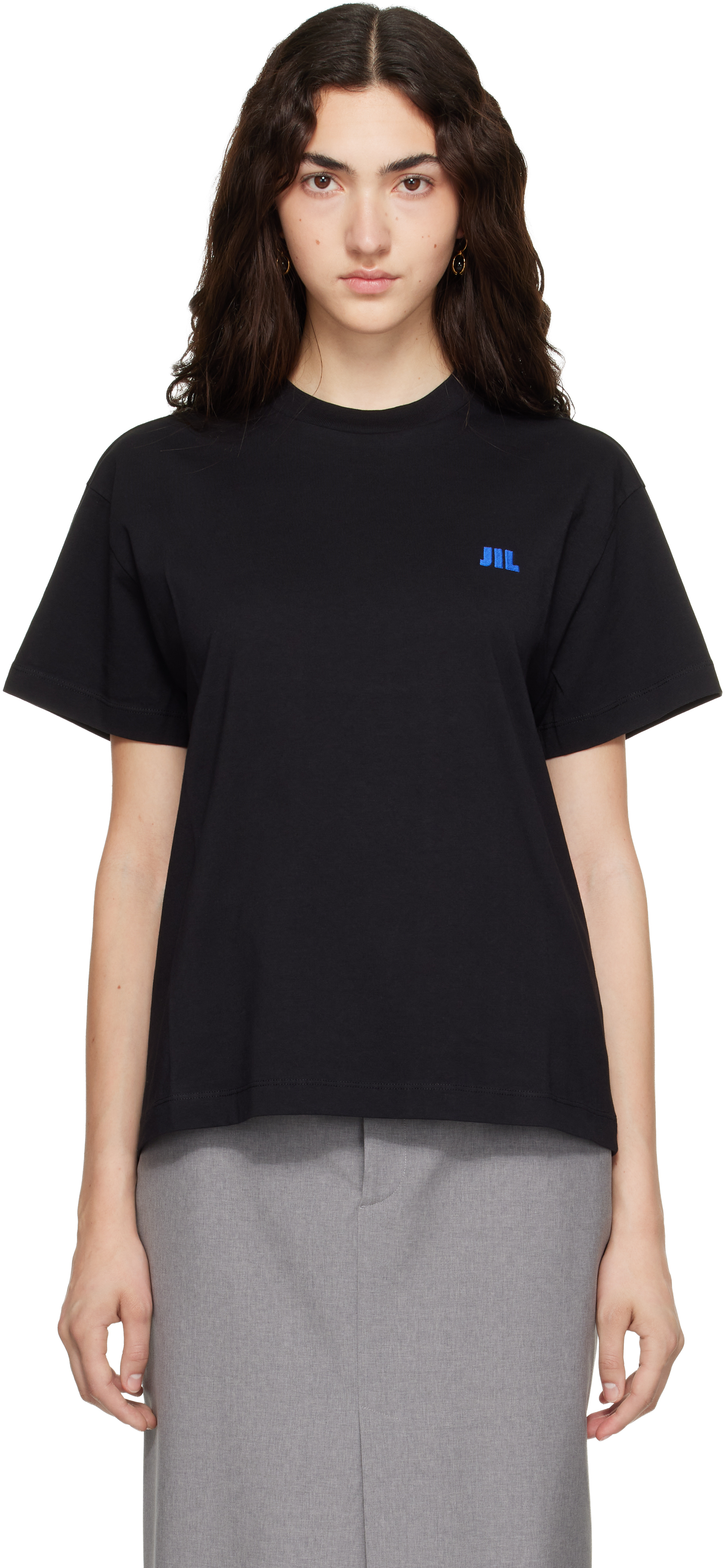 Jil Sander: Black Cotton Crew-Neck T-shirt | SSENSE