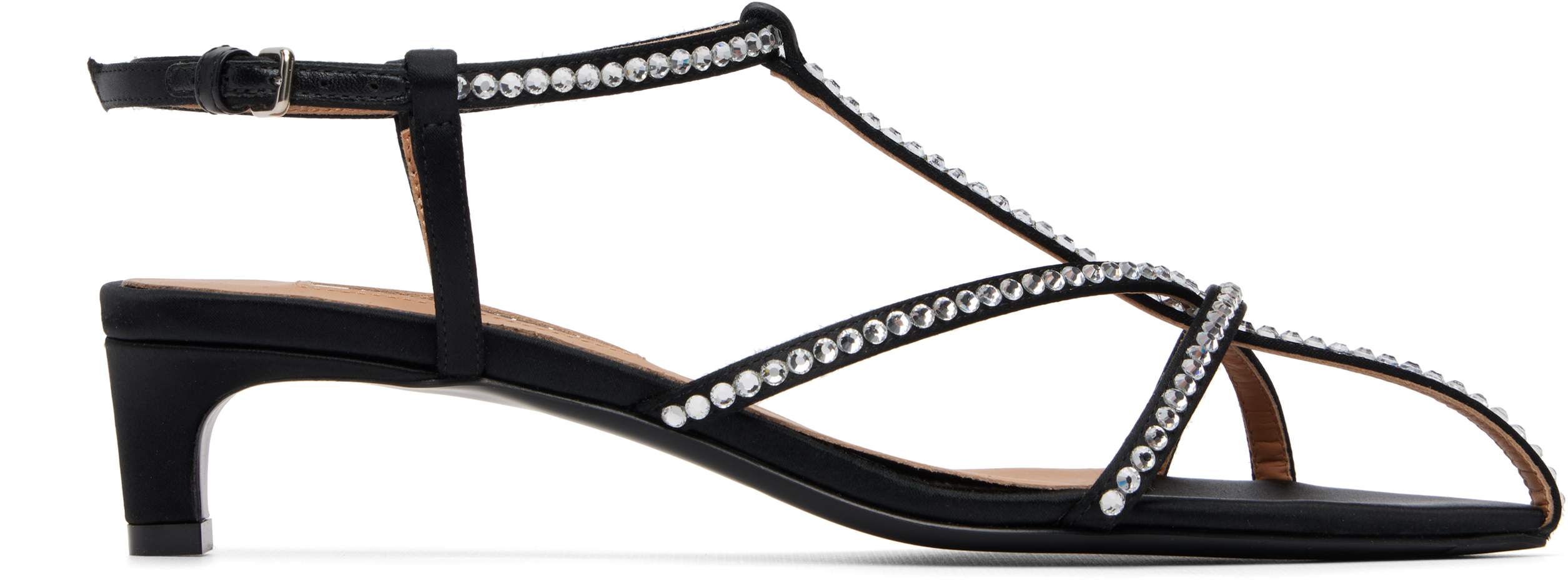 Jil Sander: Black Cage Low-Heel Sandals | SSENSE
