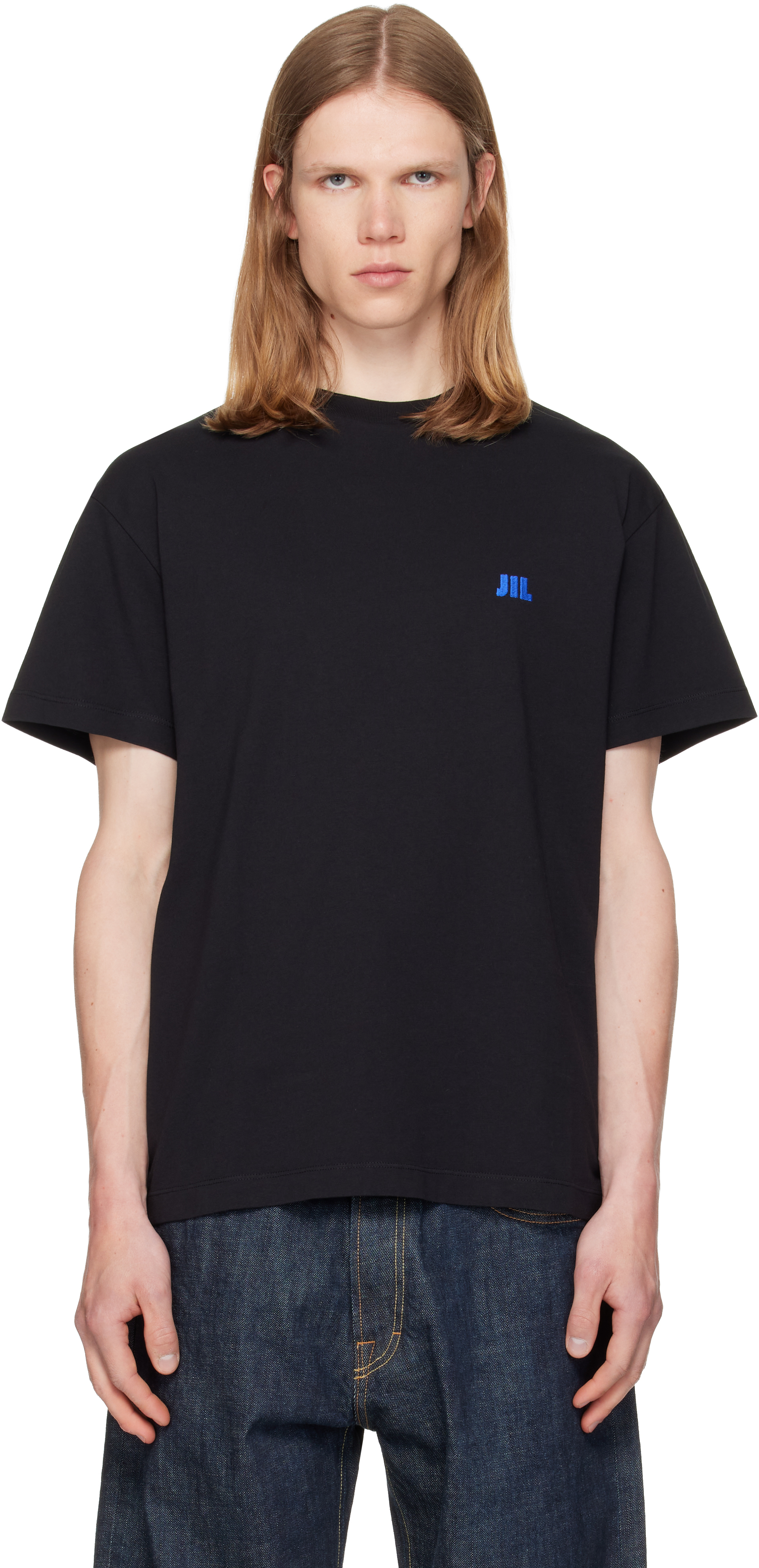 Jil Sander: Black Embroidered T-shirt | SSENSE Canada
