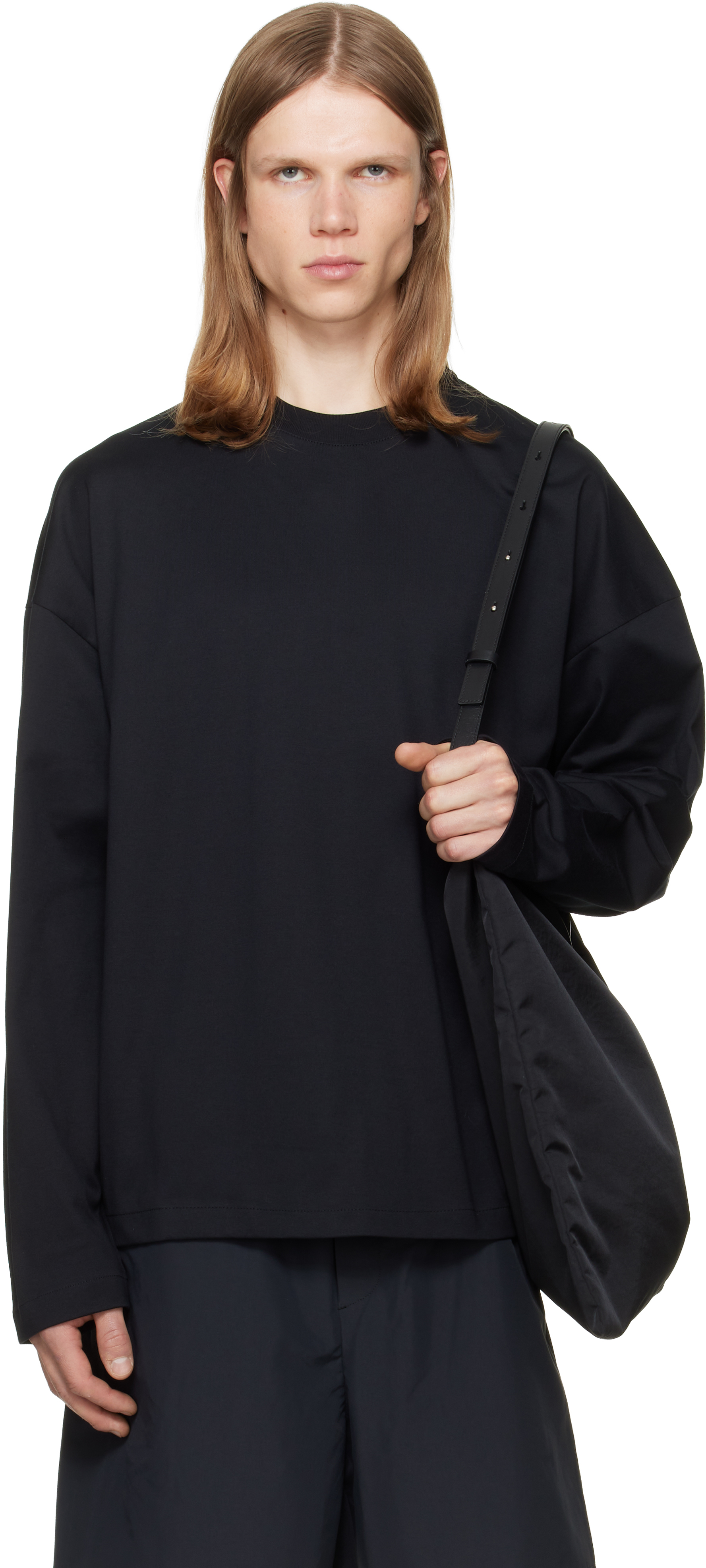 Jil Sander: Black Cotton Crew-Neck T-shirt | SSENSE