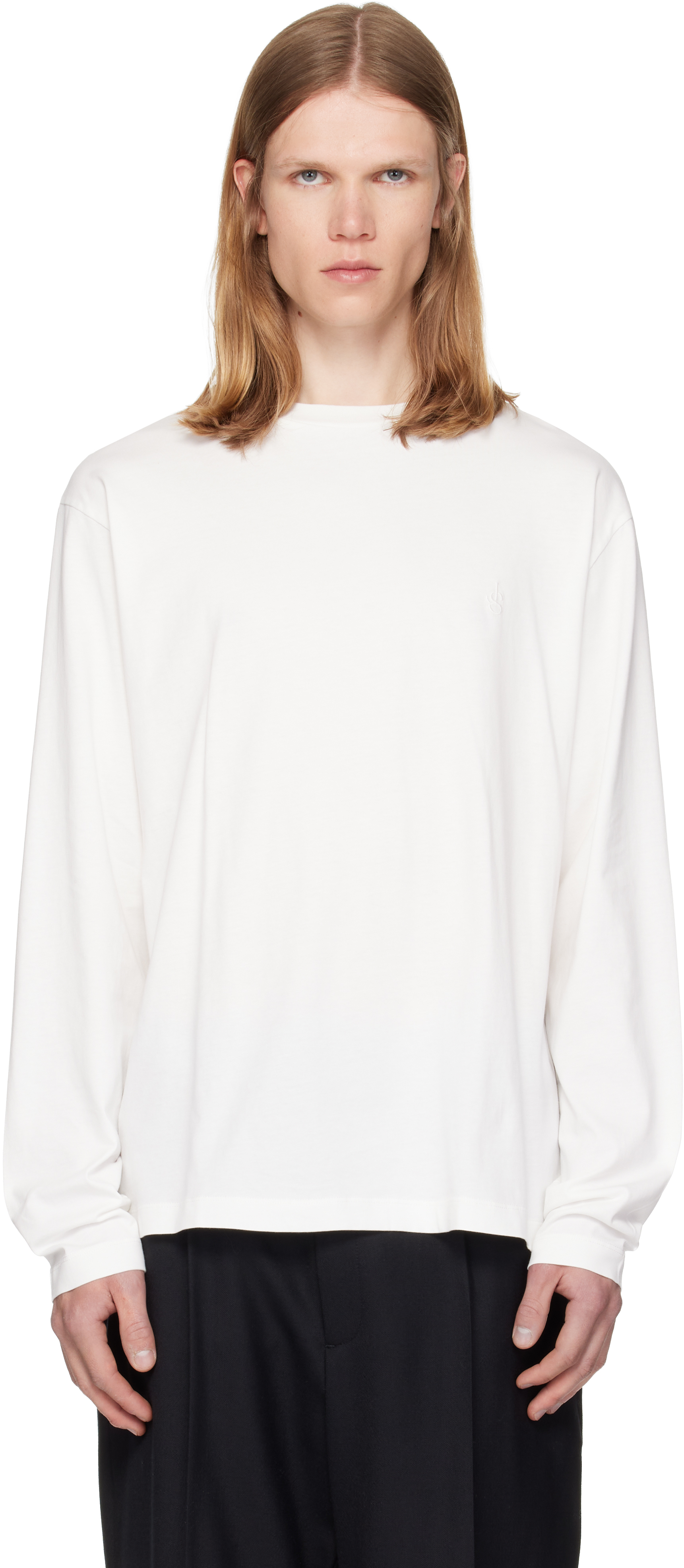 【超最安値】JIL SANDER ホワイト Tシャツ M Jil Sander logo-print Cotton T-shirt | White | FARFETCH