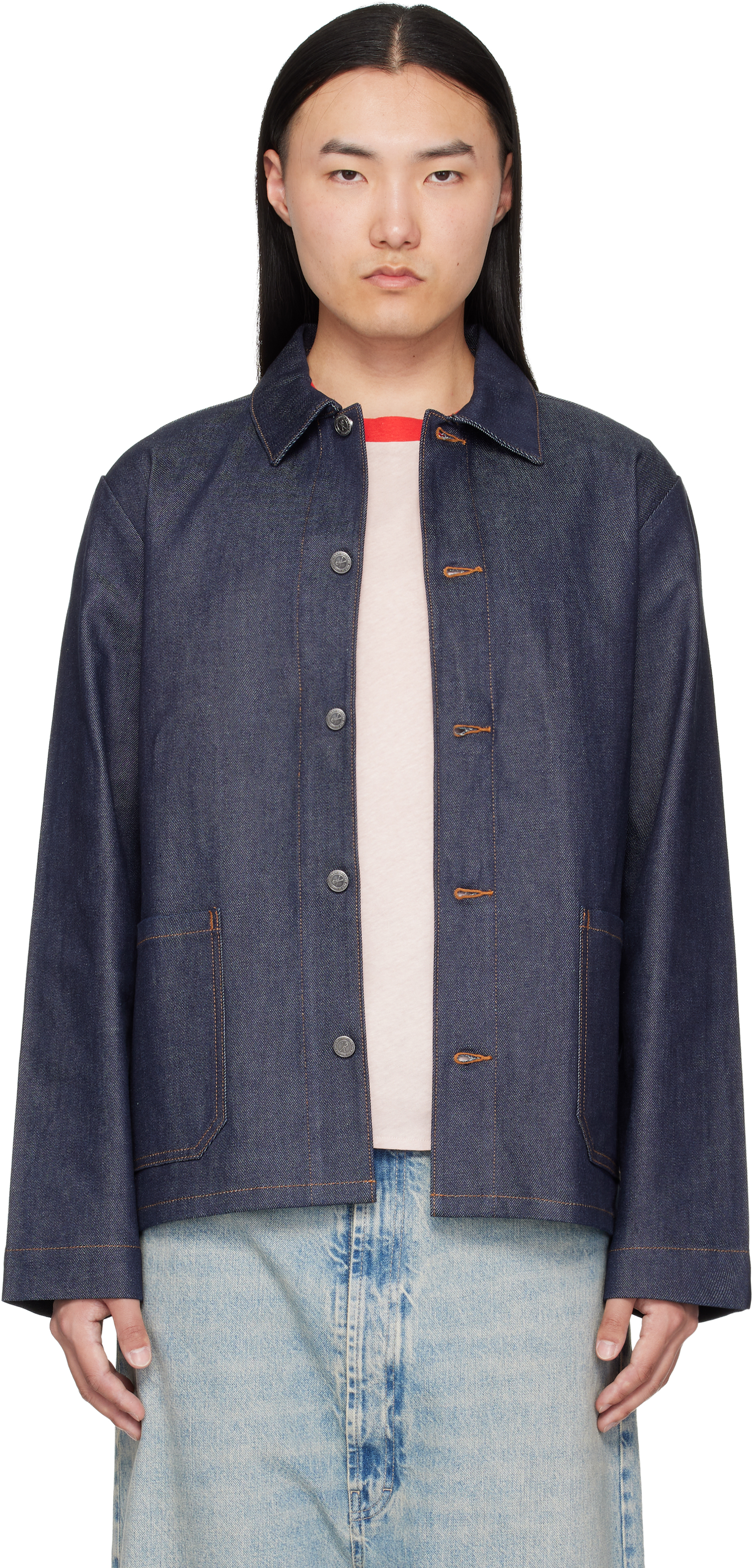 A.P.C.: インディゴ Kerlouan ロゴ デニムジャケット | SSENSE 日本