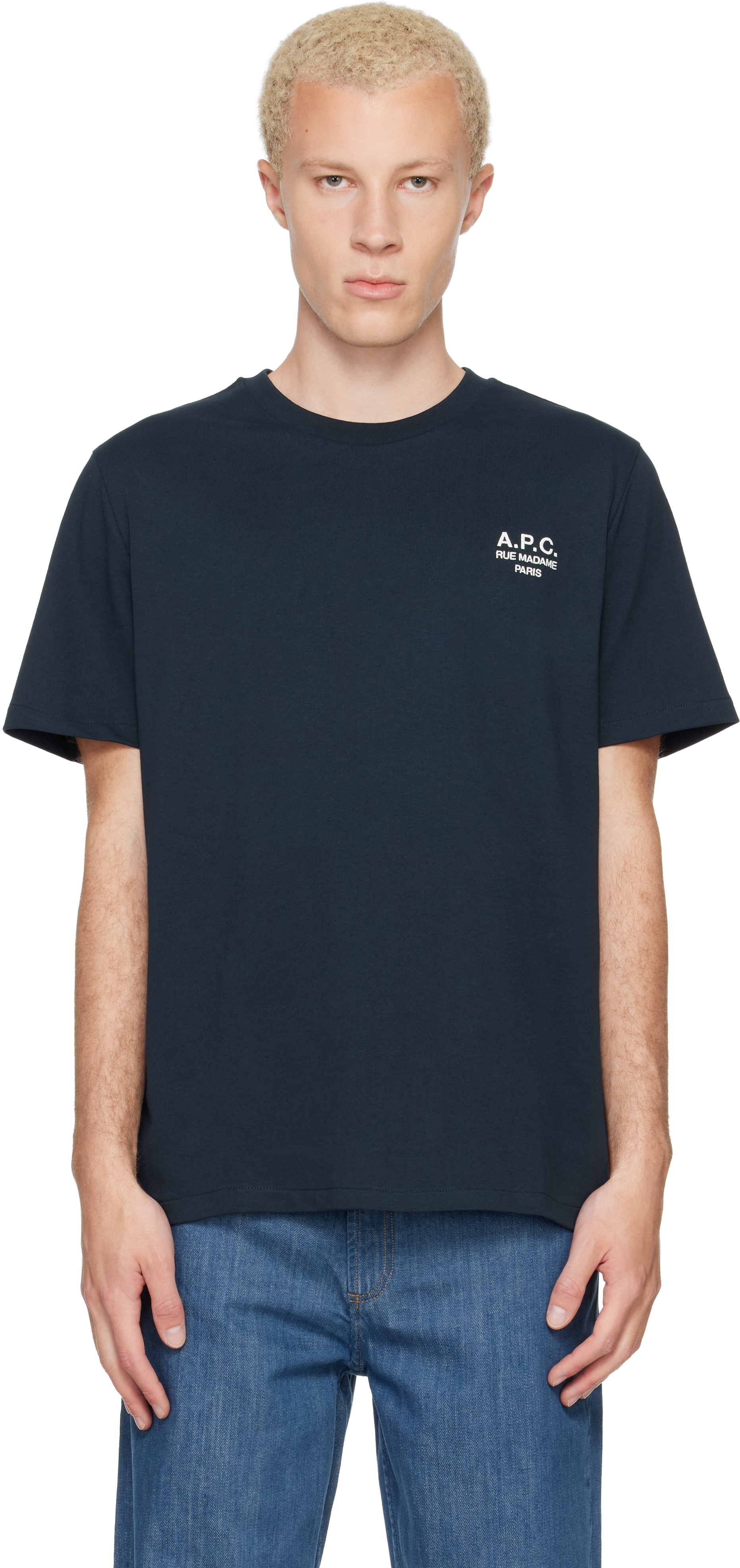 A.P.C.: ネイビー Standard 'Rue Madame' Tシャツ | SSENSE 日本