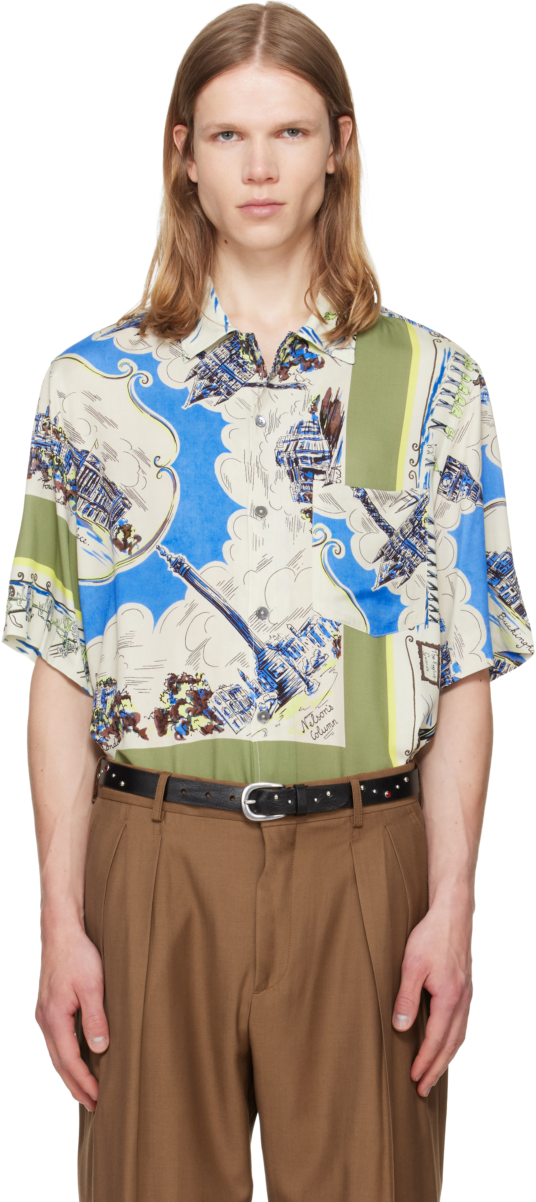 Paul Smith: Multicolor 'London Scarf' Print Viscose Shirt | SSENSE