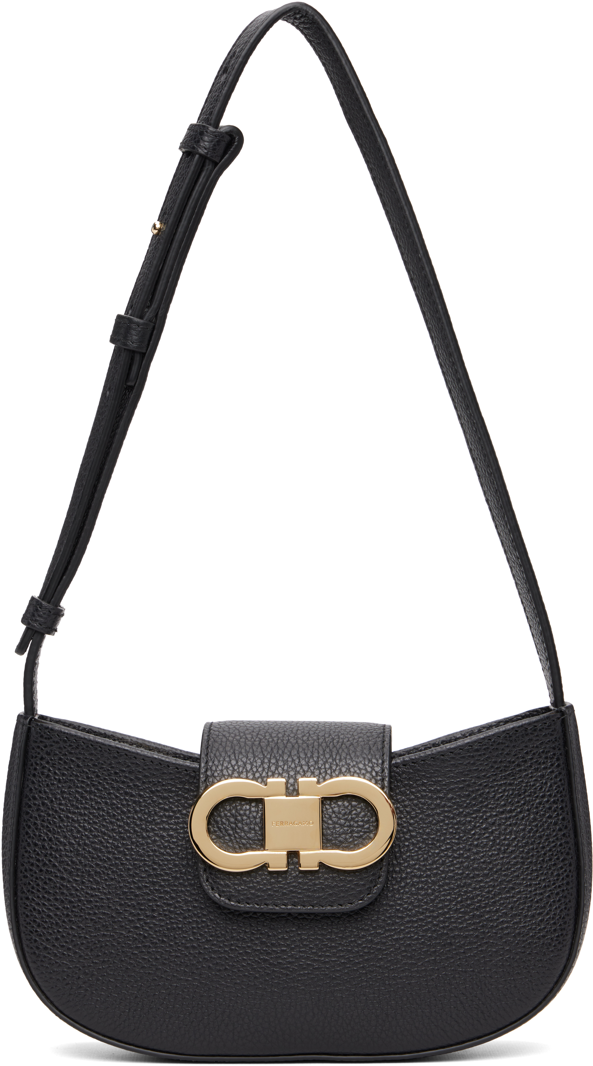 Ferragamo: Black Double Gancini Mini Shoulder Bag | SSENSE
