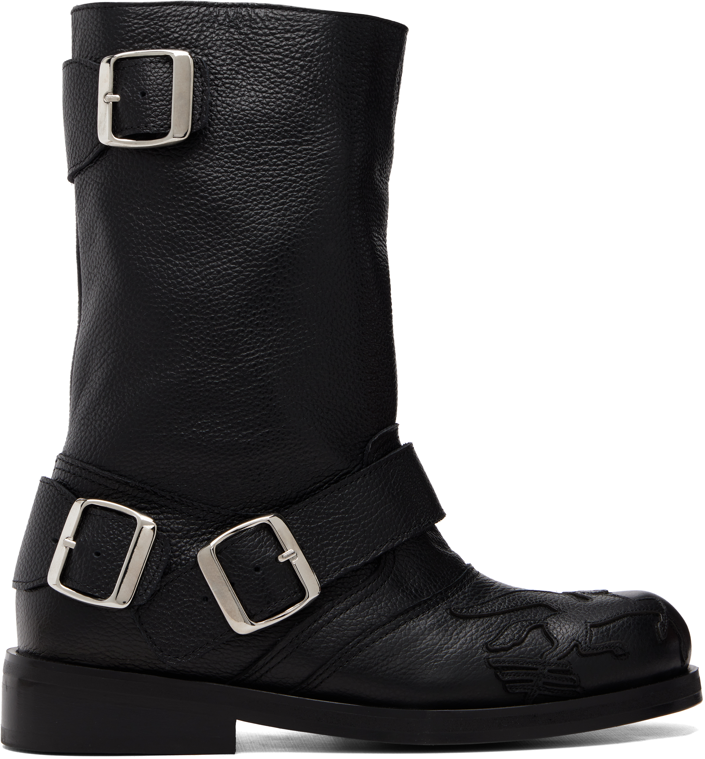 Stefan cooke Pegasus ダービーシューズ Stefan Cooke: Black Pegasus Biker Boots | SSENSE