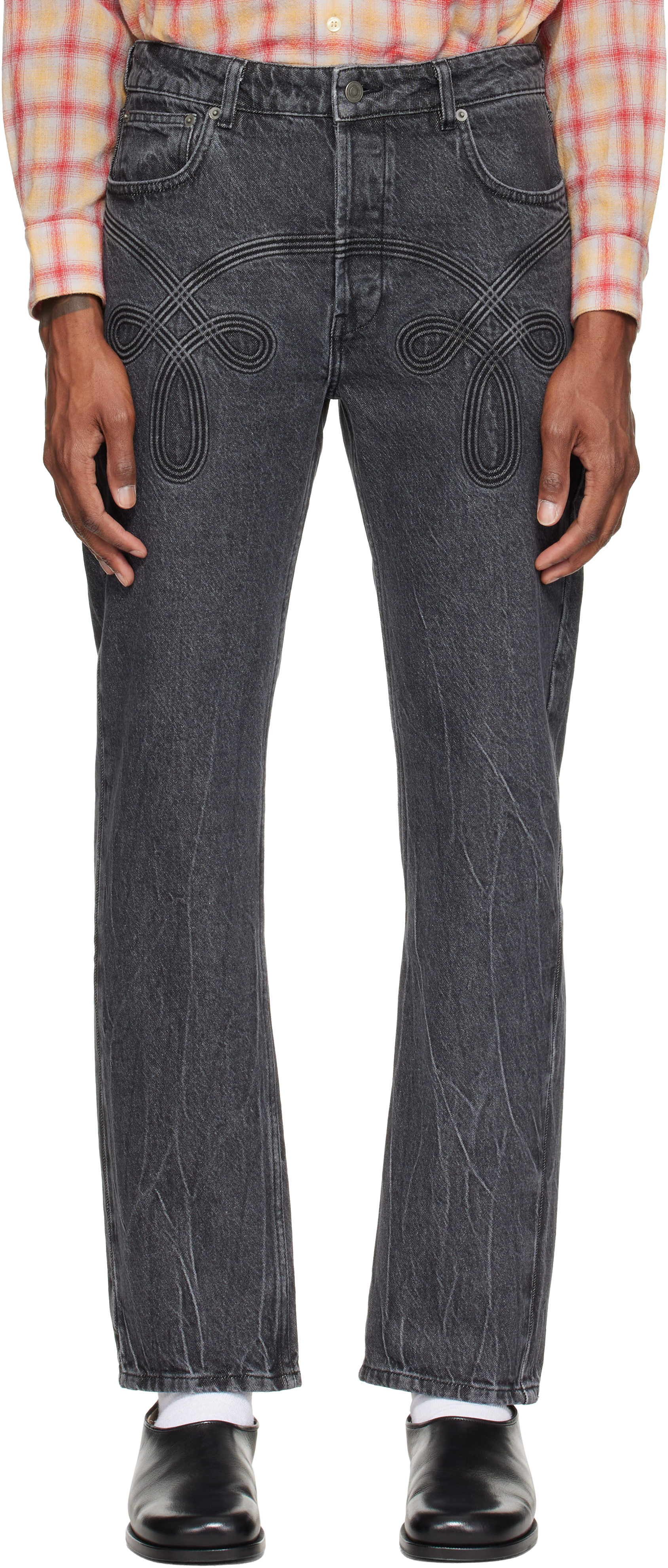 Stefan Cooke: Black Braided Jeans | SSENSE