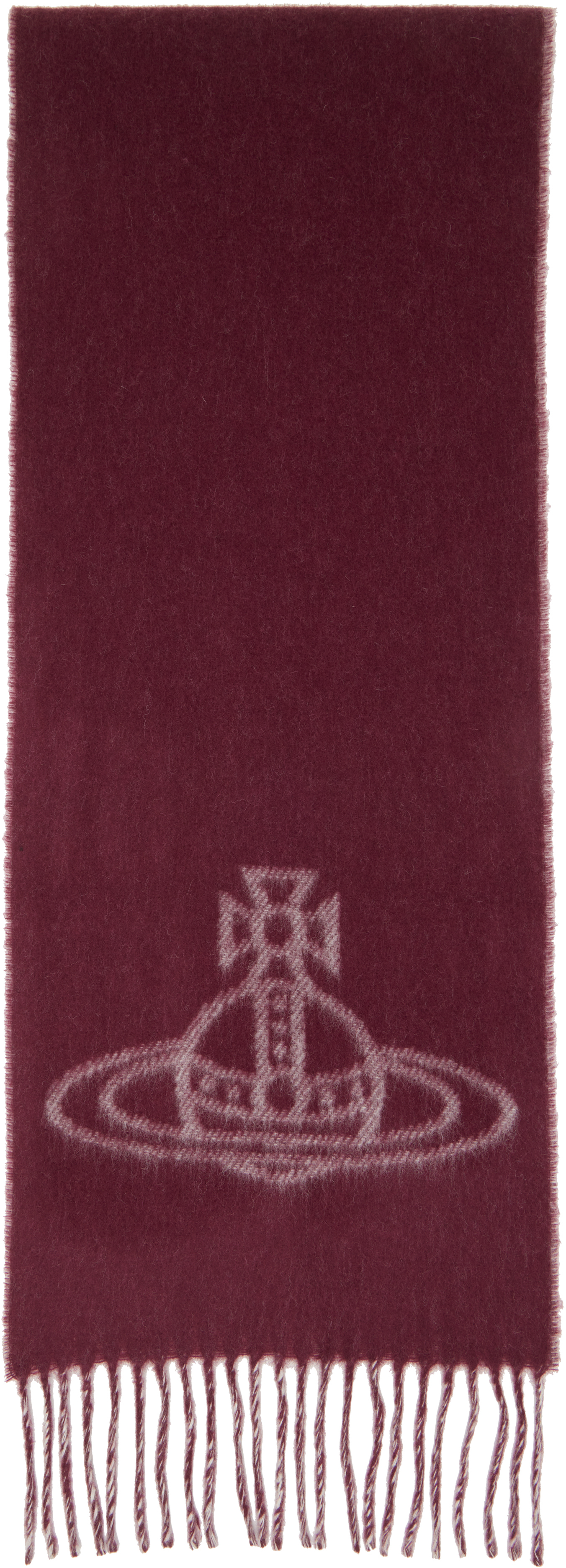 Vivienne Westwood バーガンディマフラー Vivienne Westwood: Burgundy Double Face Scarf | SSENSE