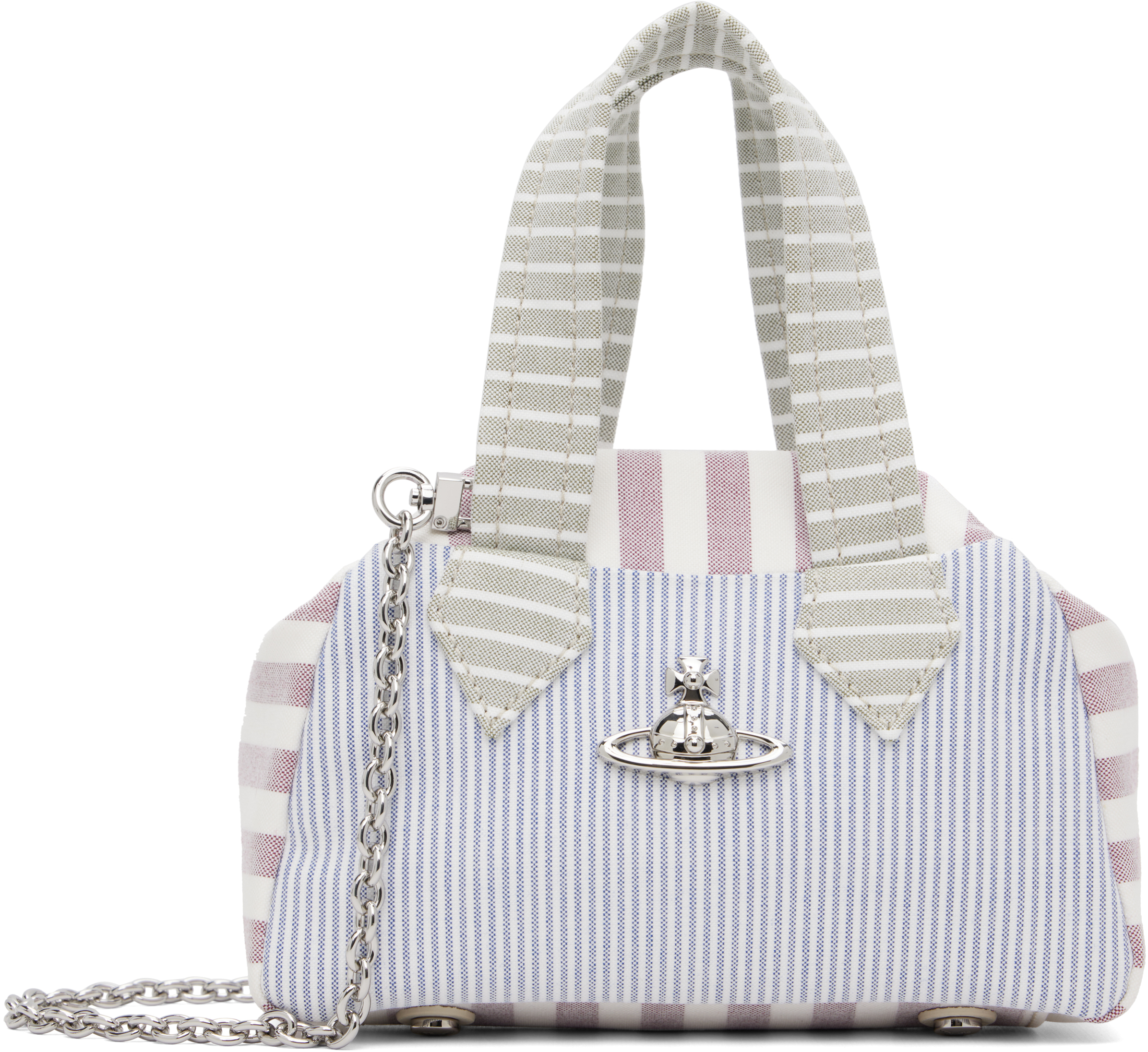 Vivienne Westwood: Navy & Burgundy Yasmine Small Archive Hand Bag
