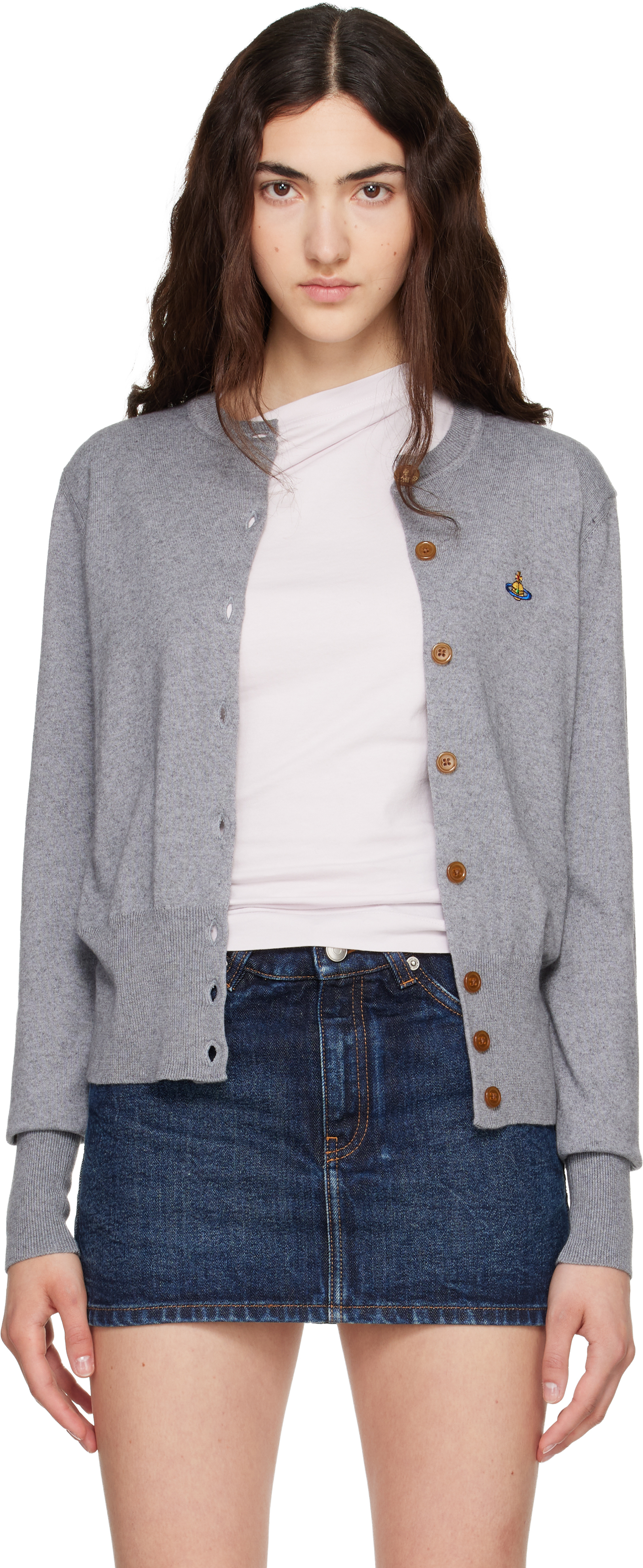 Vivienne Westwood: Gray Bea Cropped Cardigan | SSENSE