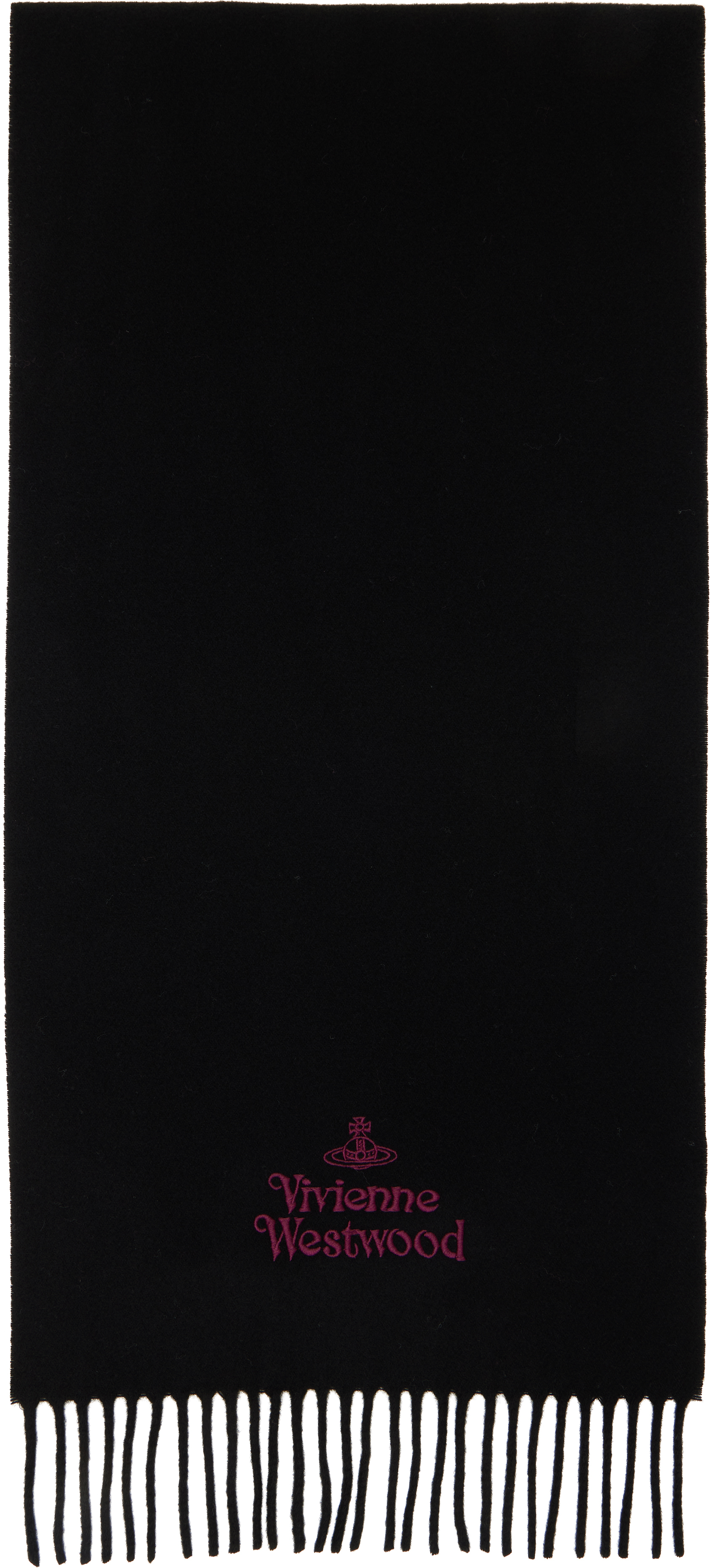 Vivienne Westwood ブラック マフラー Vivienne Westwood: Black Embroidered Scarf | SSENSE